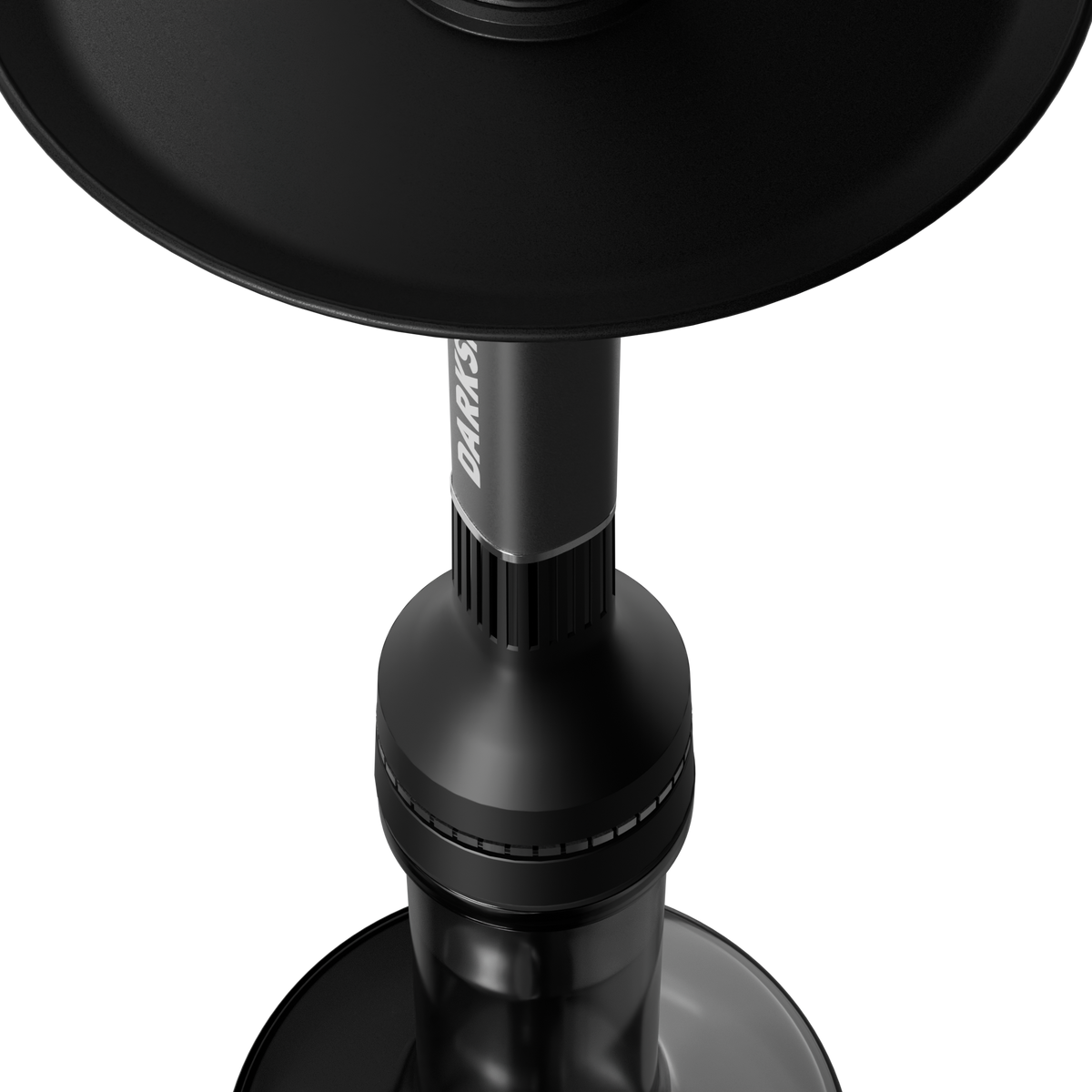 Darkside NEO grey shisha assembled with black silicone hose and mouthpiece, on white background