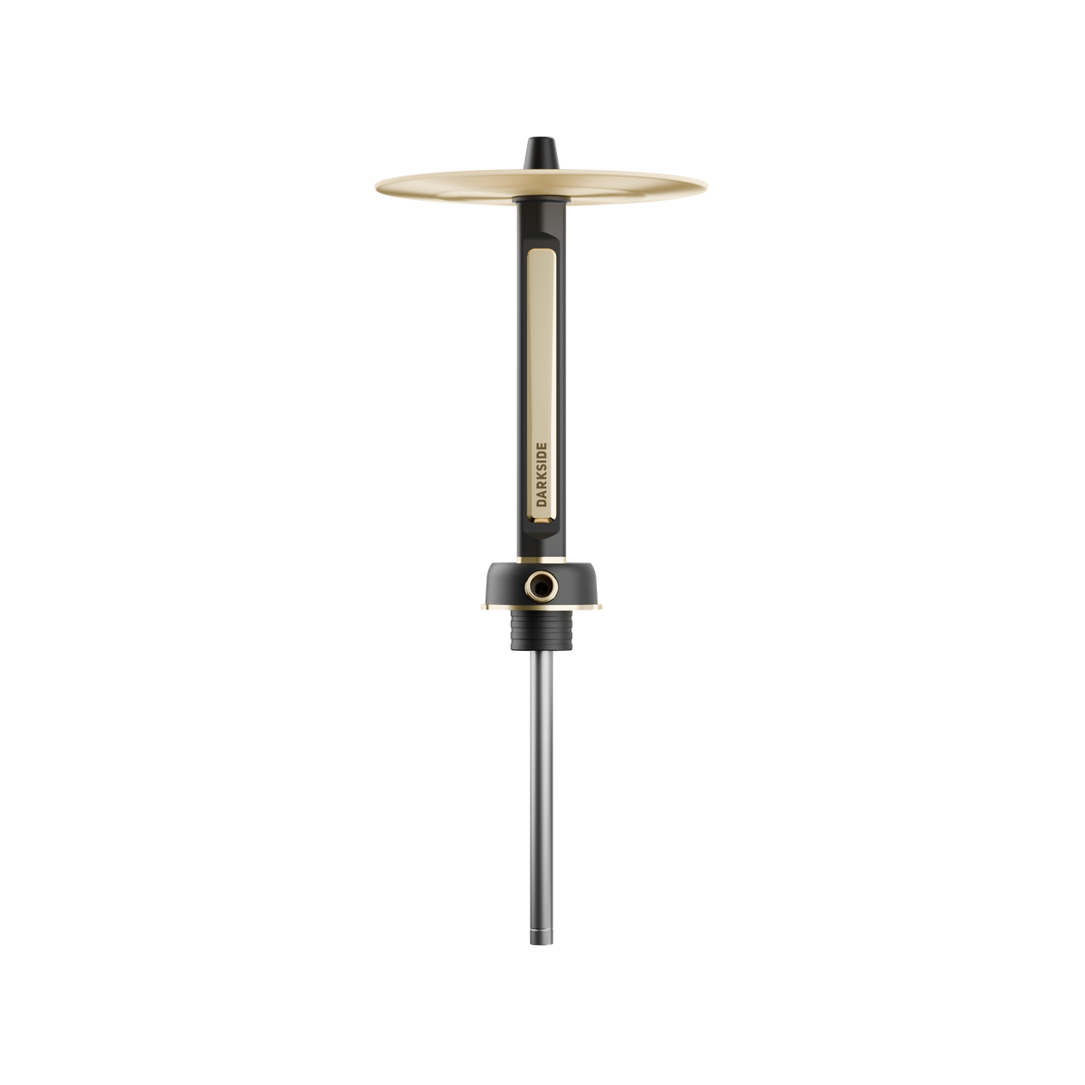 Darkside Pro Black Gold shisha stem, tray and purge rod on a white backdrop
