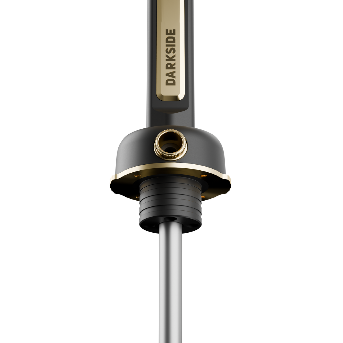 Darkside Pro Black Gold shisha connector housing and purge tube close up