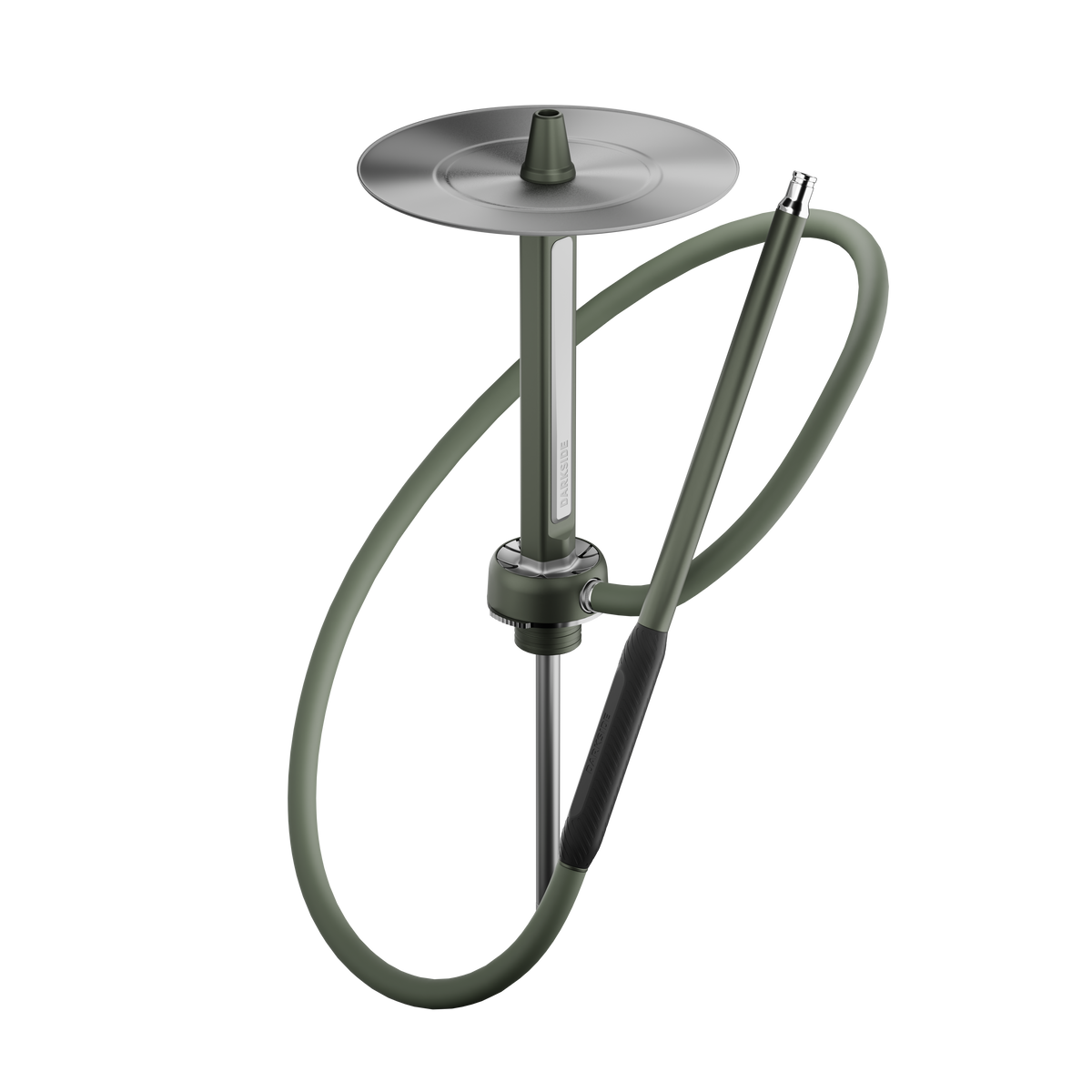 Darkside Pro stem in green chrome with the hose looped and mouthpiece resting alongside