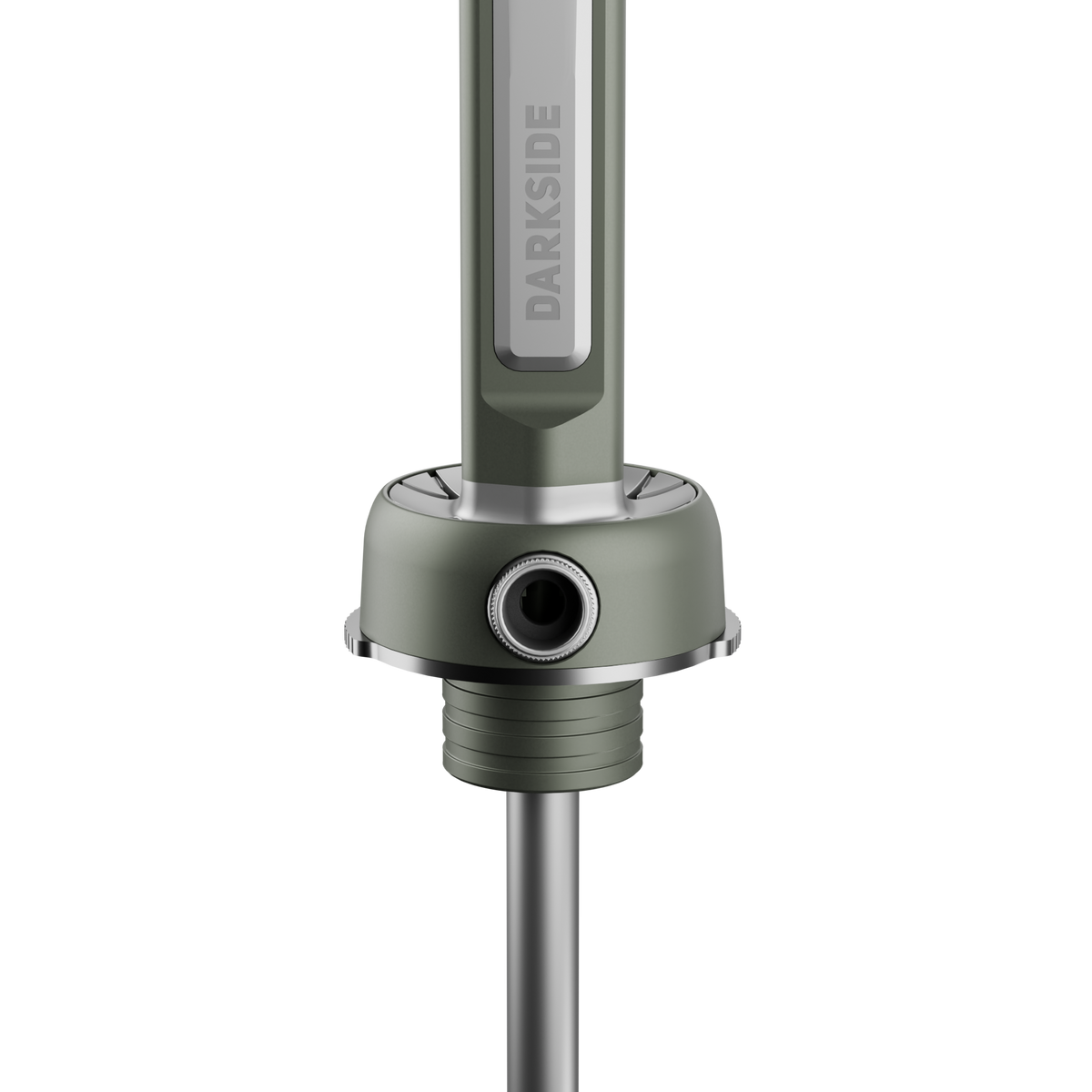 Close-up of the Darkside Pro magnetic connector in green chrome with a knurled adjustment knob