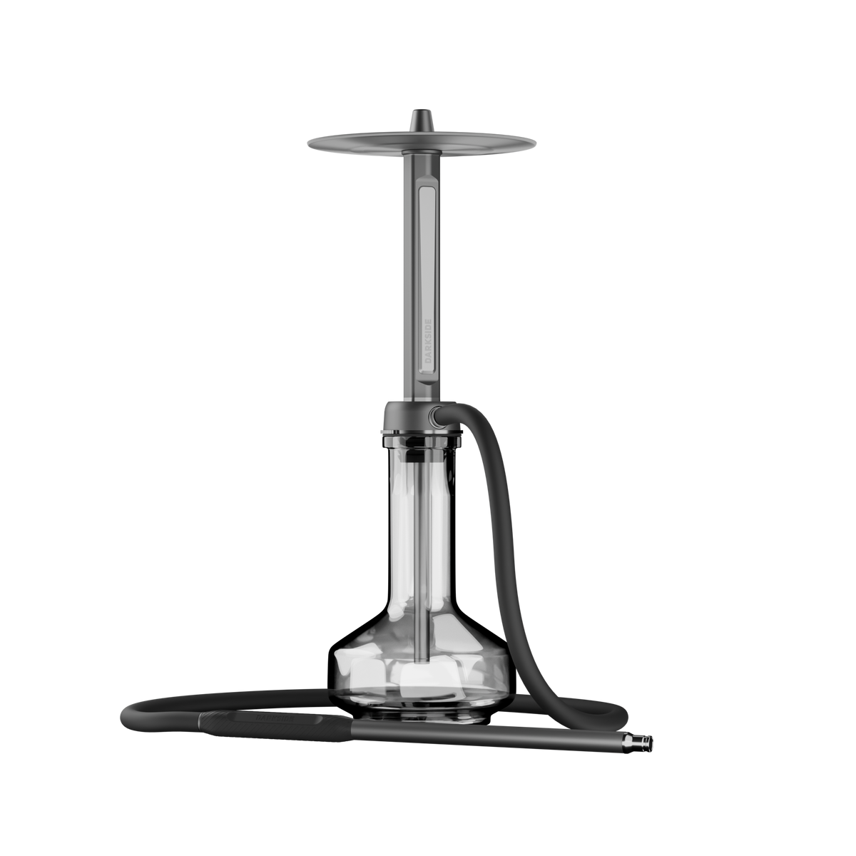 Darkside Pro shisha grey chrome set with black hose and mouthpiece