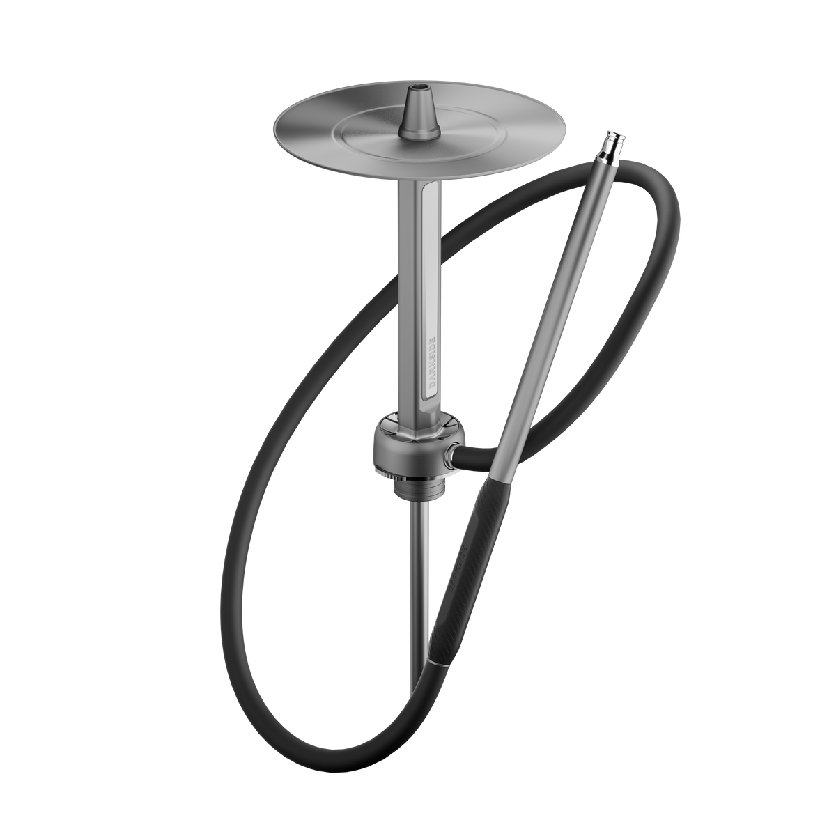 Darkside Pro shisha grey chrome stem with hose and mouthpiece looped