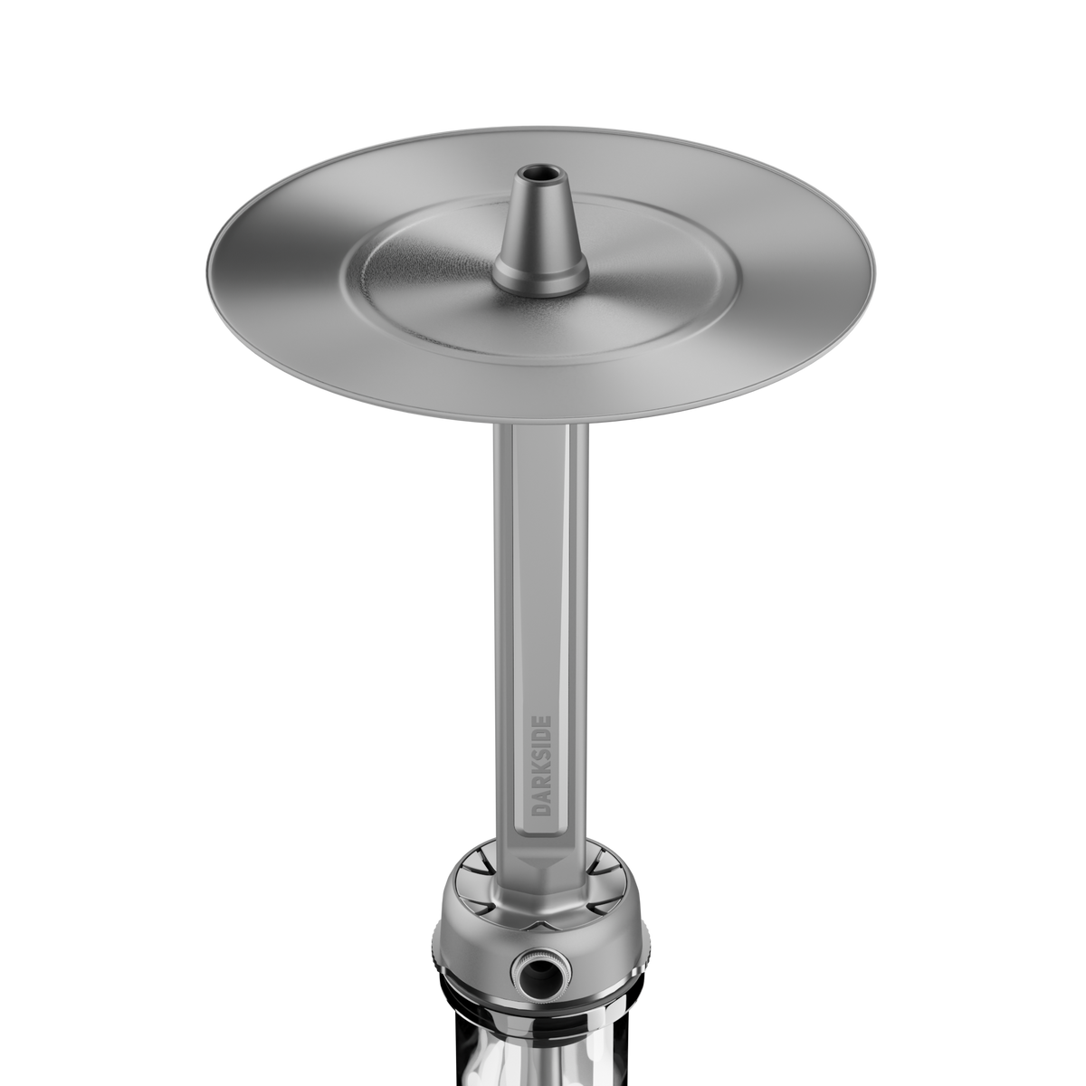 Darkside Pro shisha grey chrome smoke tray and diffuser cone close up