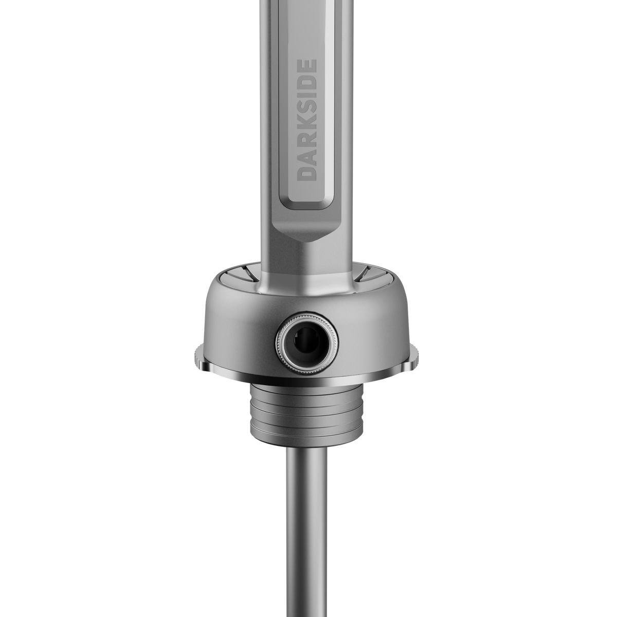 Darkside Pro shisha grey chrome purge valve and hose port close up