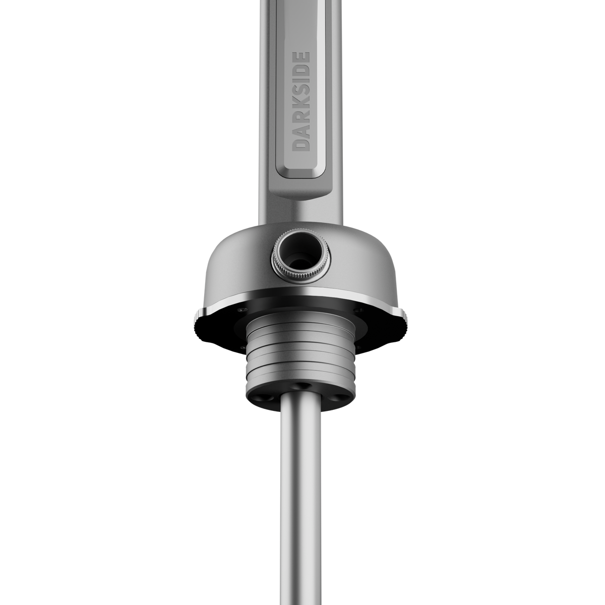 Darkside Pro shisha grey chrome hose port and threaded collar detail