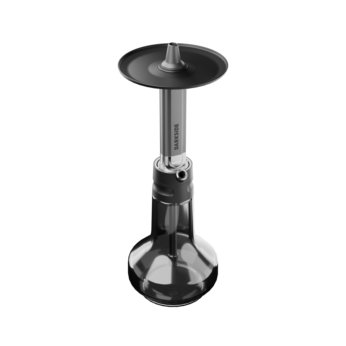 Darkside EVO Grey shisha stem and base assembled, shown without hose attached