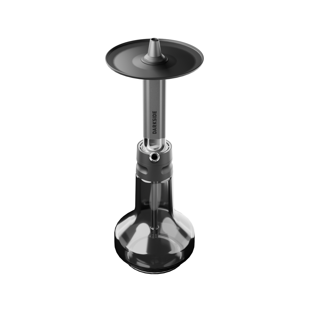 Darkside EVO Grey shisha stem and base viewed from the front, hose not attached