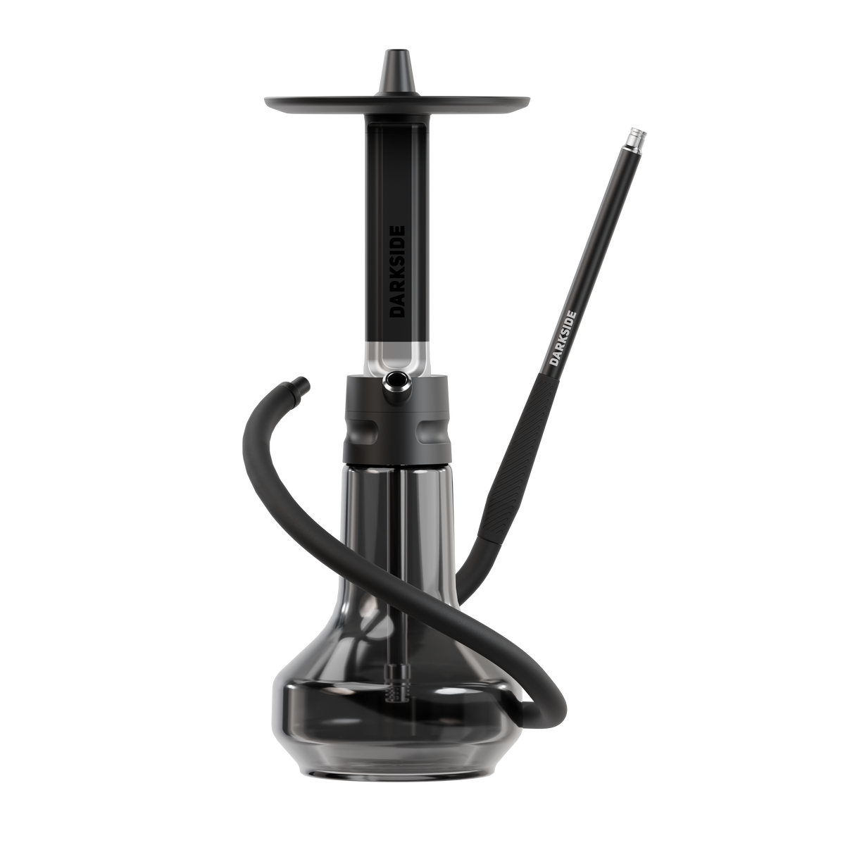 Darkside EVO shisha fully assembled with hose and mouthpiece on a plain white background