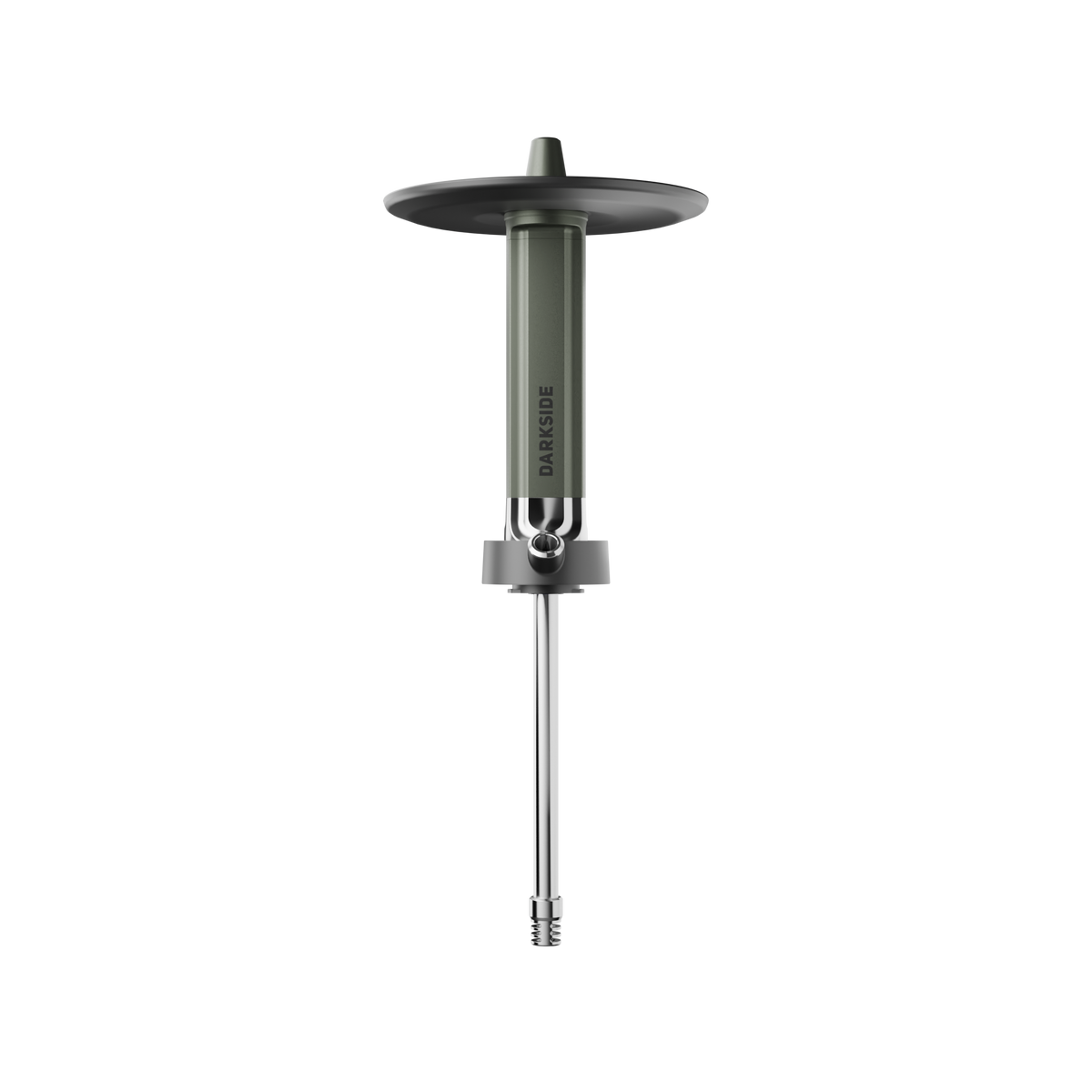 Darkside EVO shisha in green, stem section with coal plate and diffuser cone on white ground