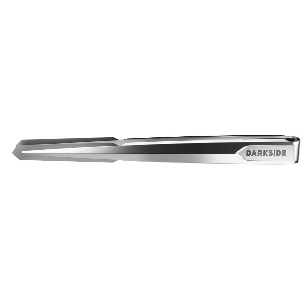 Darkside 30cm silver shisha tongs shown from above, claw tip and etched logo visible