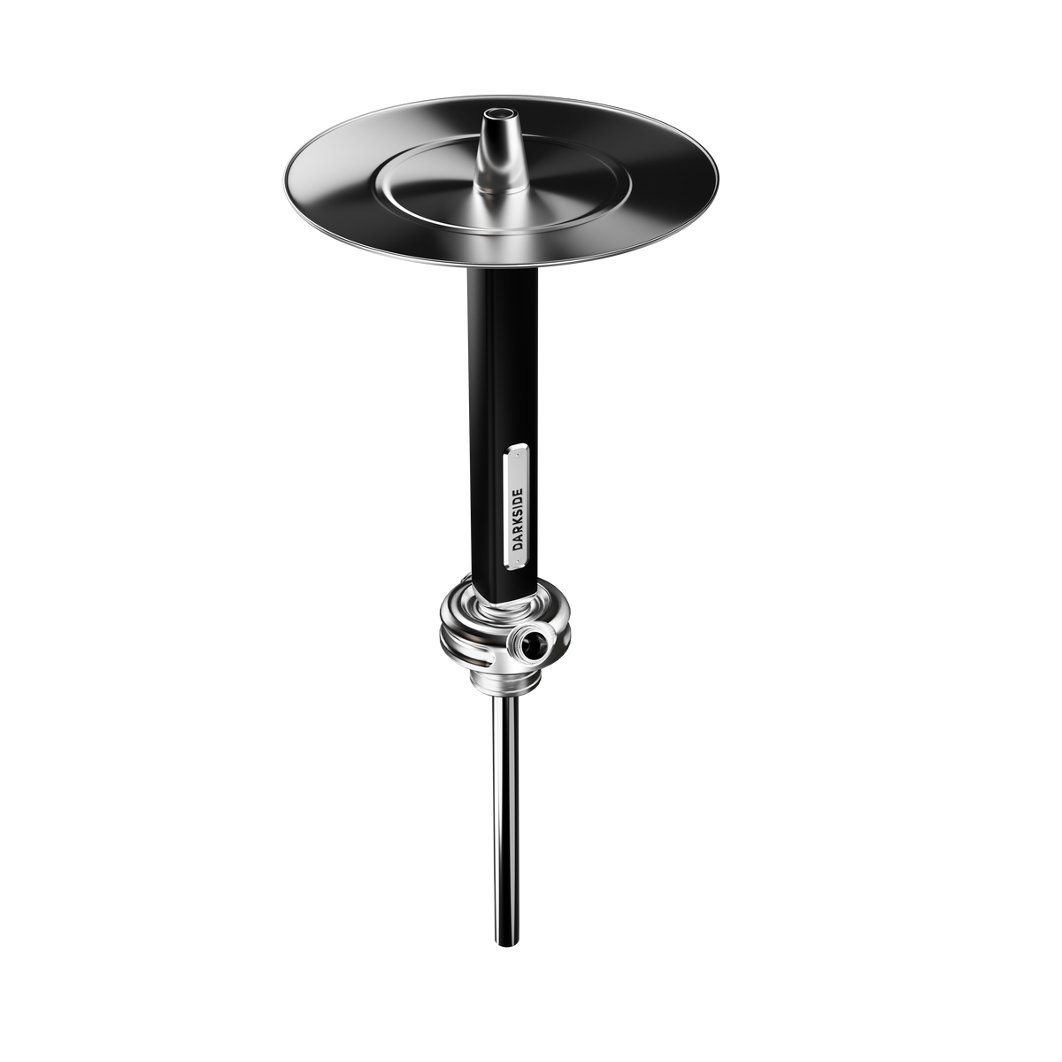 Darkside Ultima shisha saucer and stem shown alone with the connector fitting exposed