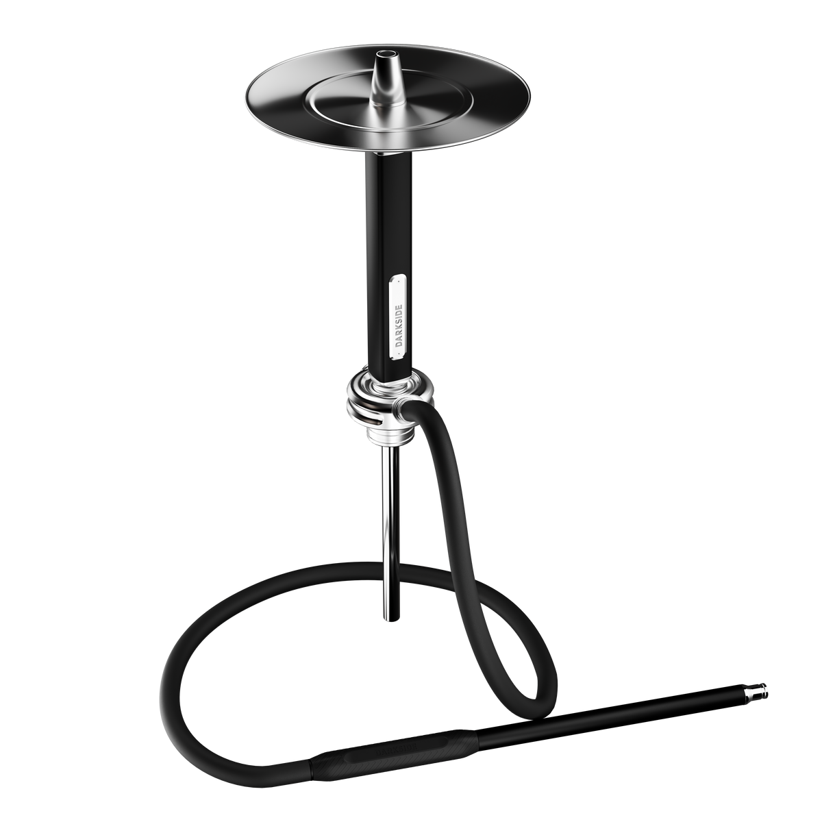 Darkside Ultima shisha stem and saucer shown without a base, downtube exposed