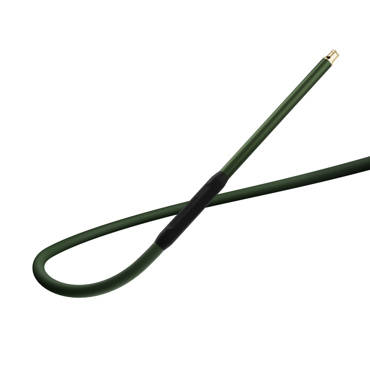 Darkside Ultima Green Gold hose coiled to show its black grip and gold connector
