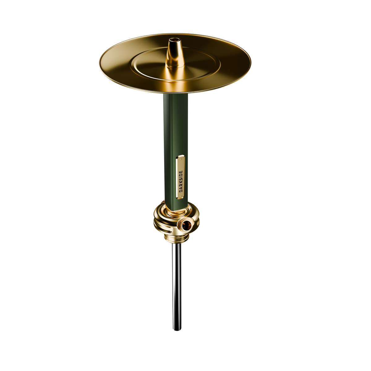 Close view of the Darkside Ultima Green Gold saucer, stem and diffuser fitting