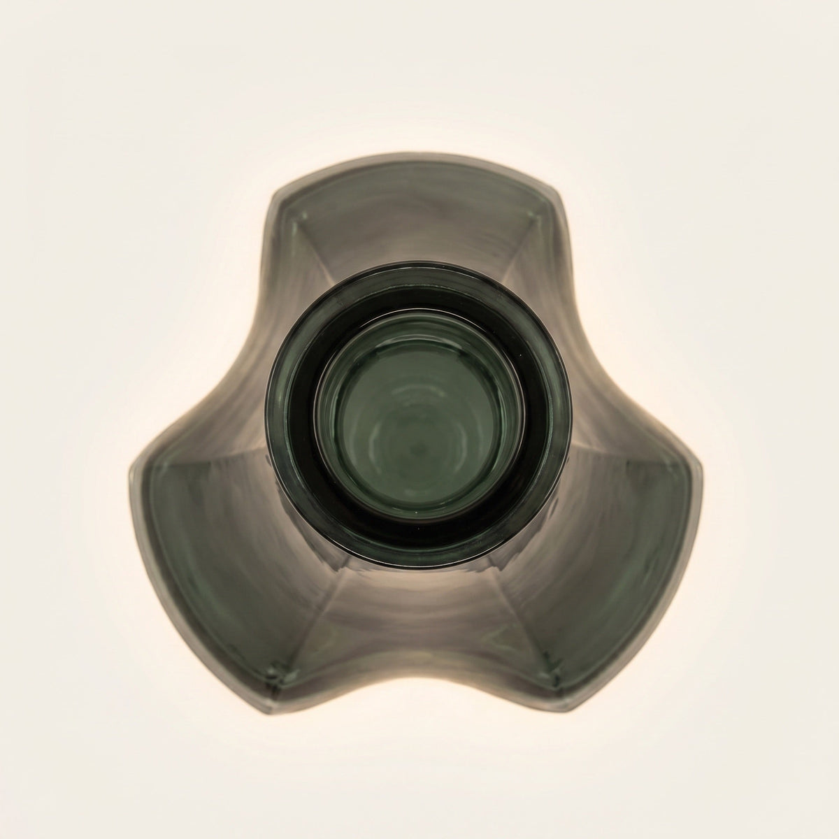 Top-down view of Forest Trefoil shisha vase showing tri-pointed footprint and central rim opening at 120-degree symmetry, image 3 of 3