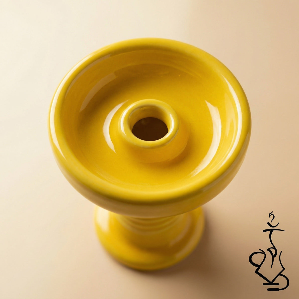 Top-down macro view of the Essentials Glazed Phunnel Bowl showing the glossy yellow glaze, concave basin, and central spire hole in sharp detail., image 2 of 5