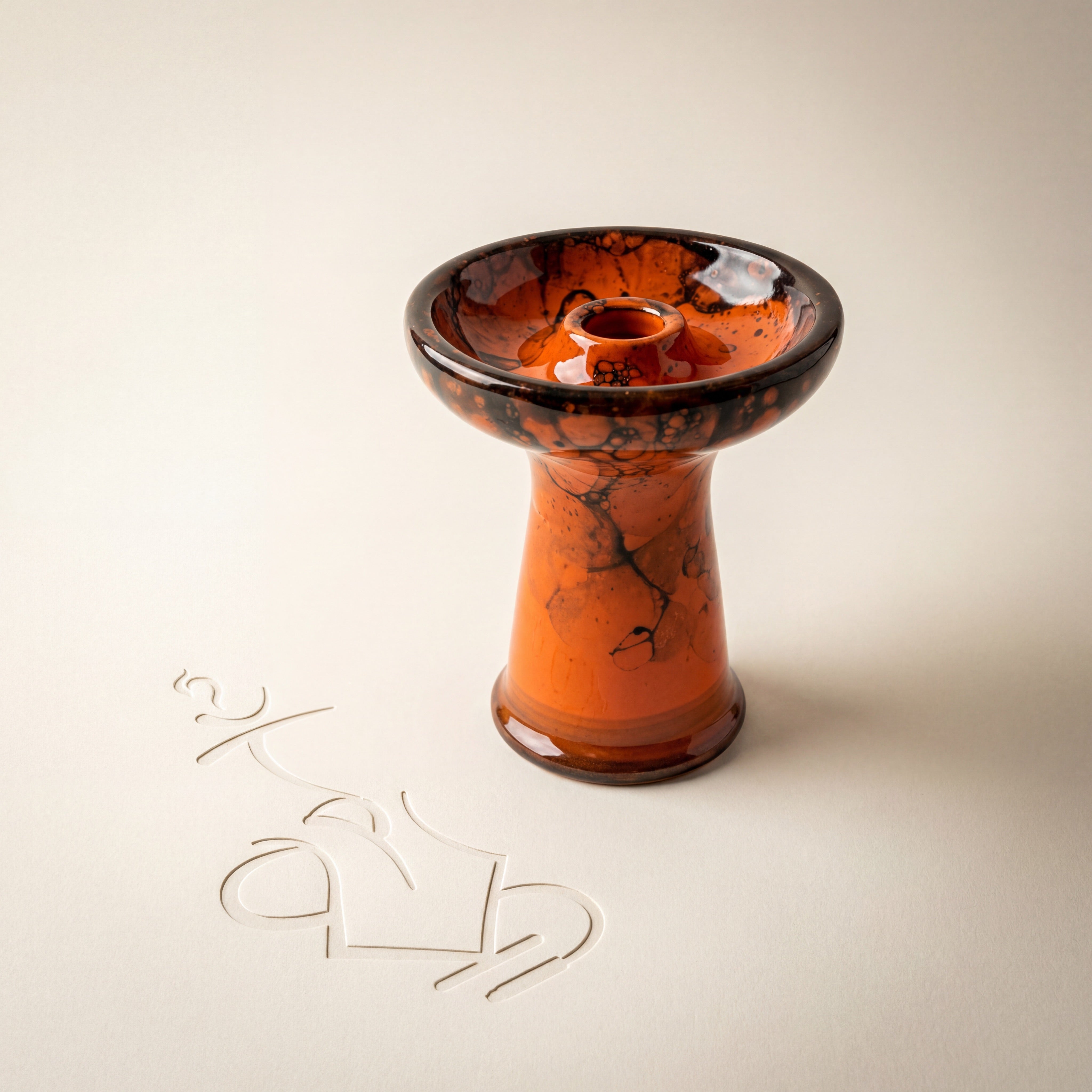 Essentials King Phunnel Bowl in Blaze — vivid orange ceramic with dark bubble-marble splatter — The Premium Way