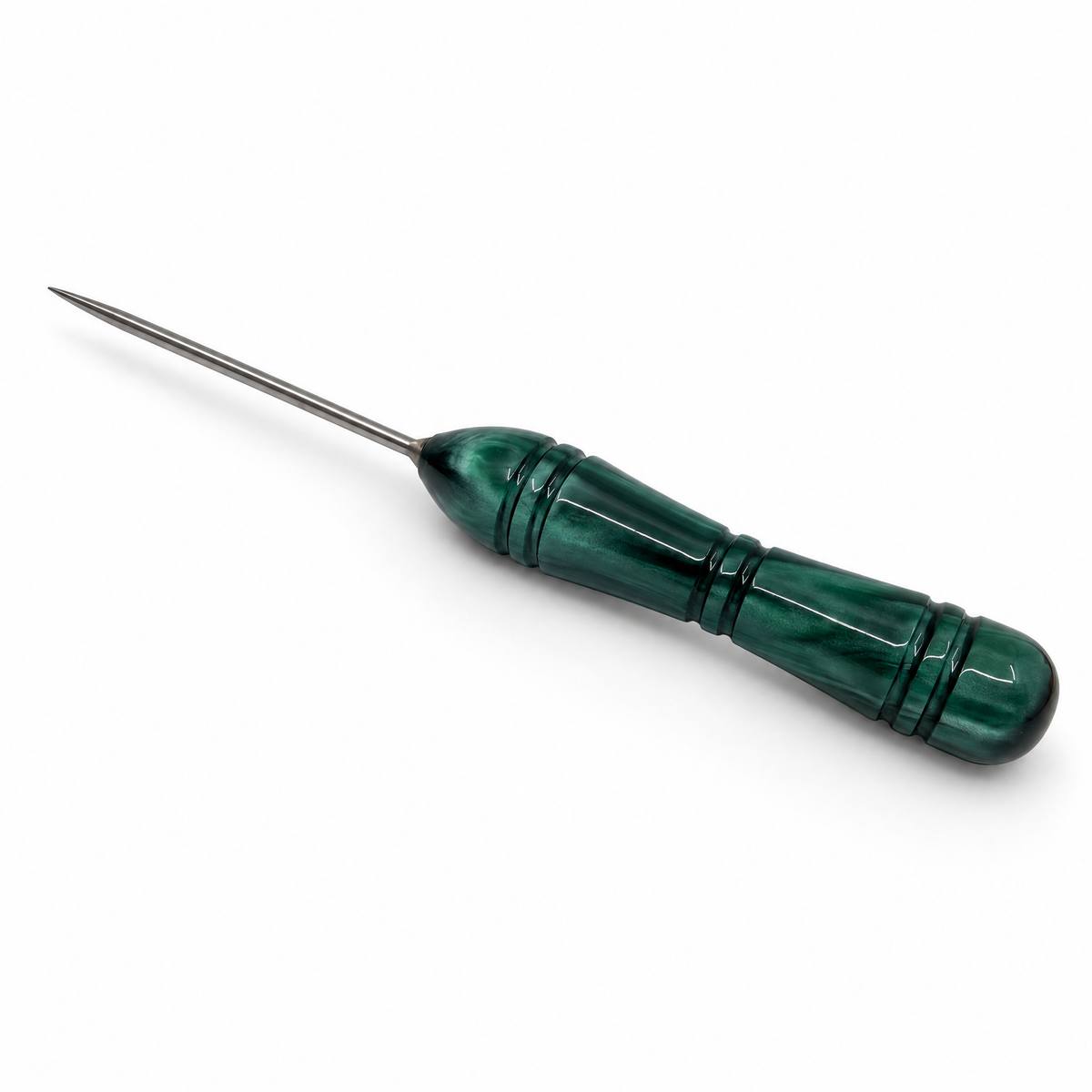 Essentials resin shisha poker with green resin handle and steel pin, image 5 of 8