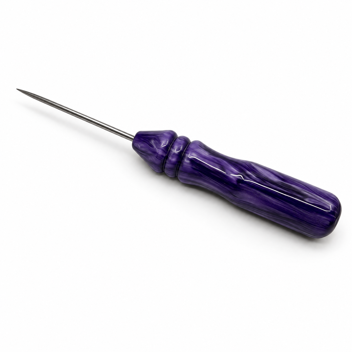 Essentials resin shisha poker with purple resin handle and steel pin, image 3 of 8