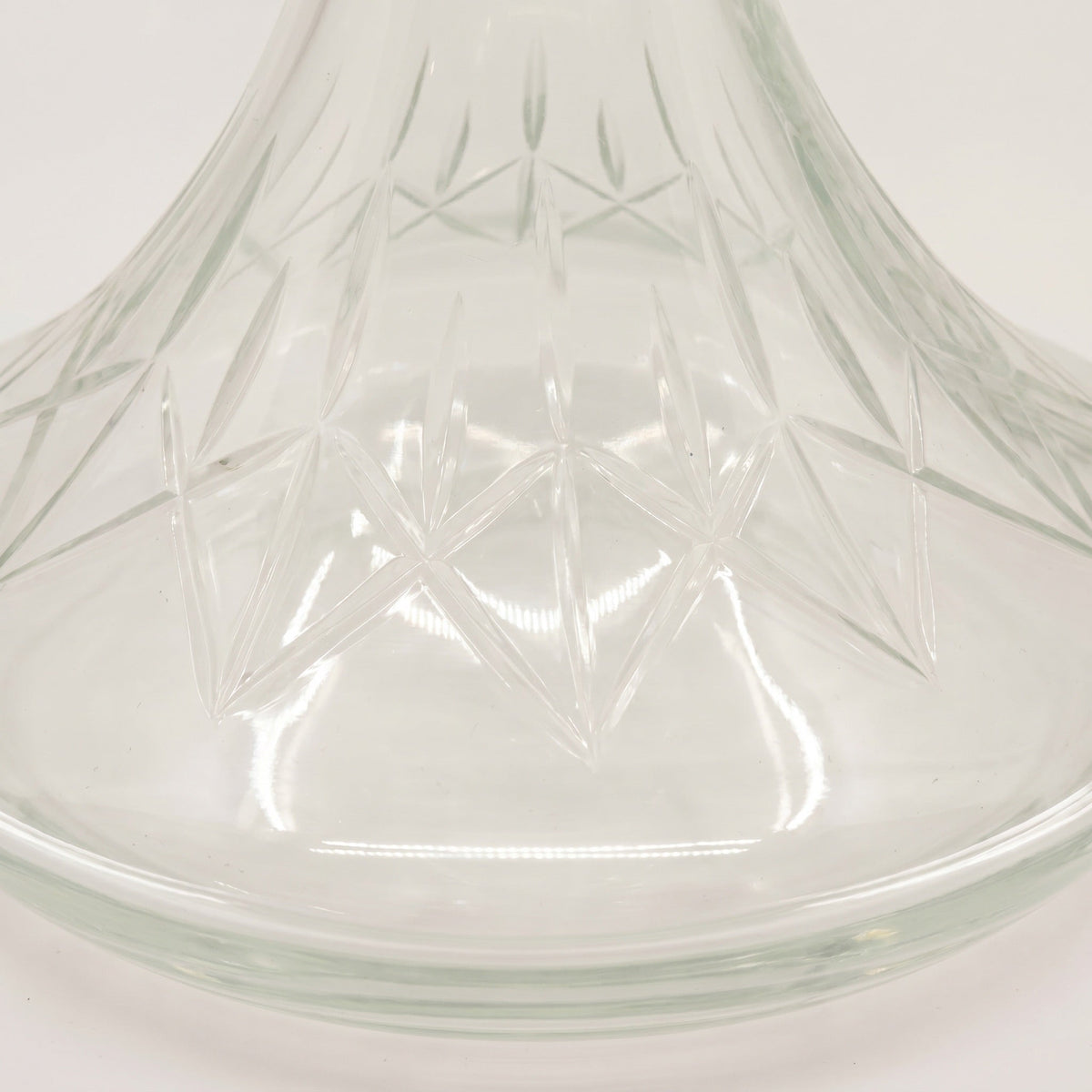 Macro of the Essentials Star-Cut Clear Russian vase belly, showing star-cut geometry and leaf-band collar at the shoulder, image 4 of 4
