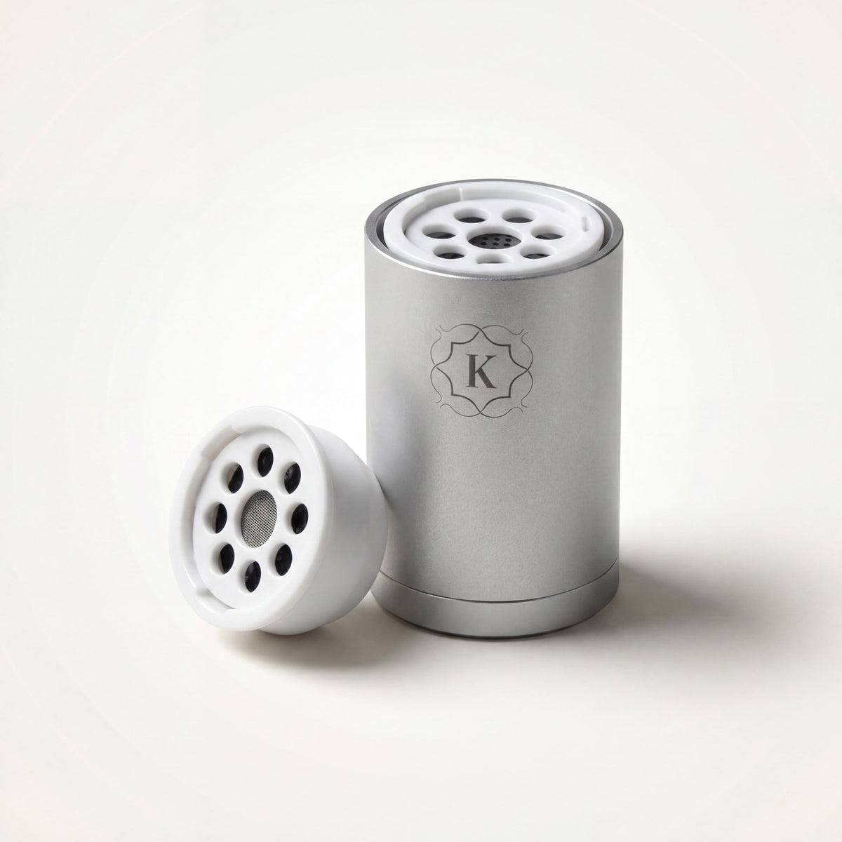 Kaloud Ayara Large filter seated in the silver Ayara adapter with a loose filter beside it, image 5 of 10
