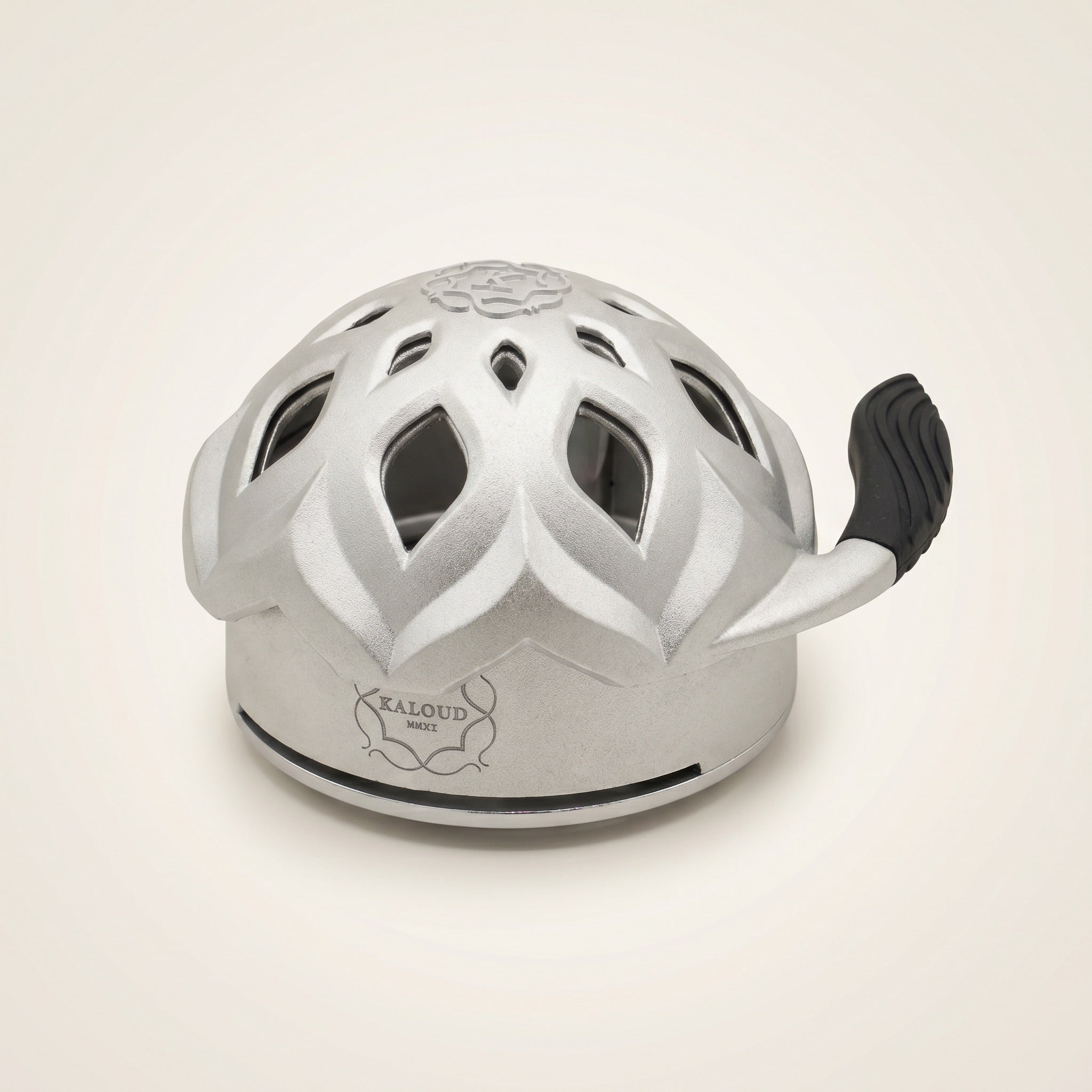 Kaloud Lotus I+3 Argis Silver heat management device with lotus relief lid and silicone handle