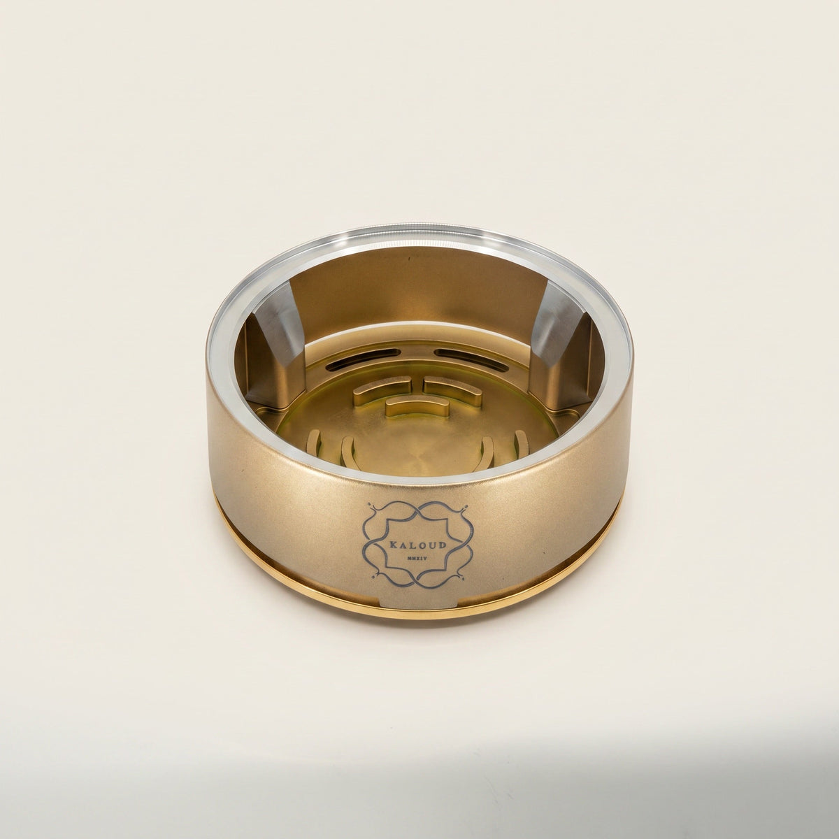 Kaloud Lotus I+3 Auris Gold base interior with heat plate visible, lid removed, image 3 of 10
