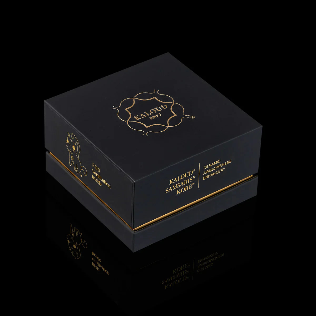 Kaloud Samsaris Kore Dào Short black clay shisha bowl premium black and gold gift box with RFID verification