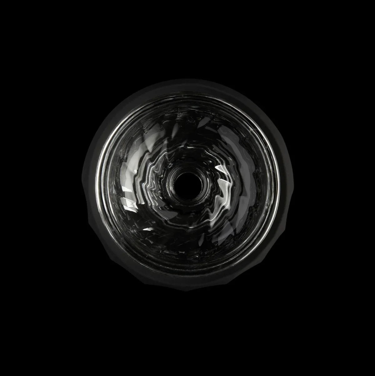 Top-down view of Kaloud Samsaris Vitria III borosilicate glass phunnel bowl showing individual flavour chambers
