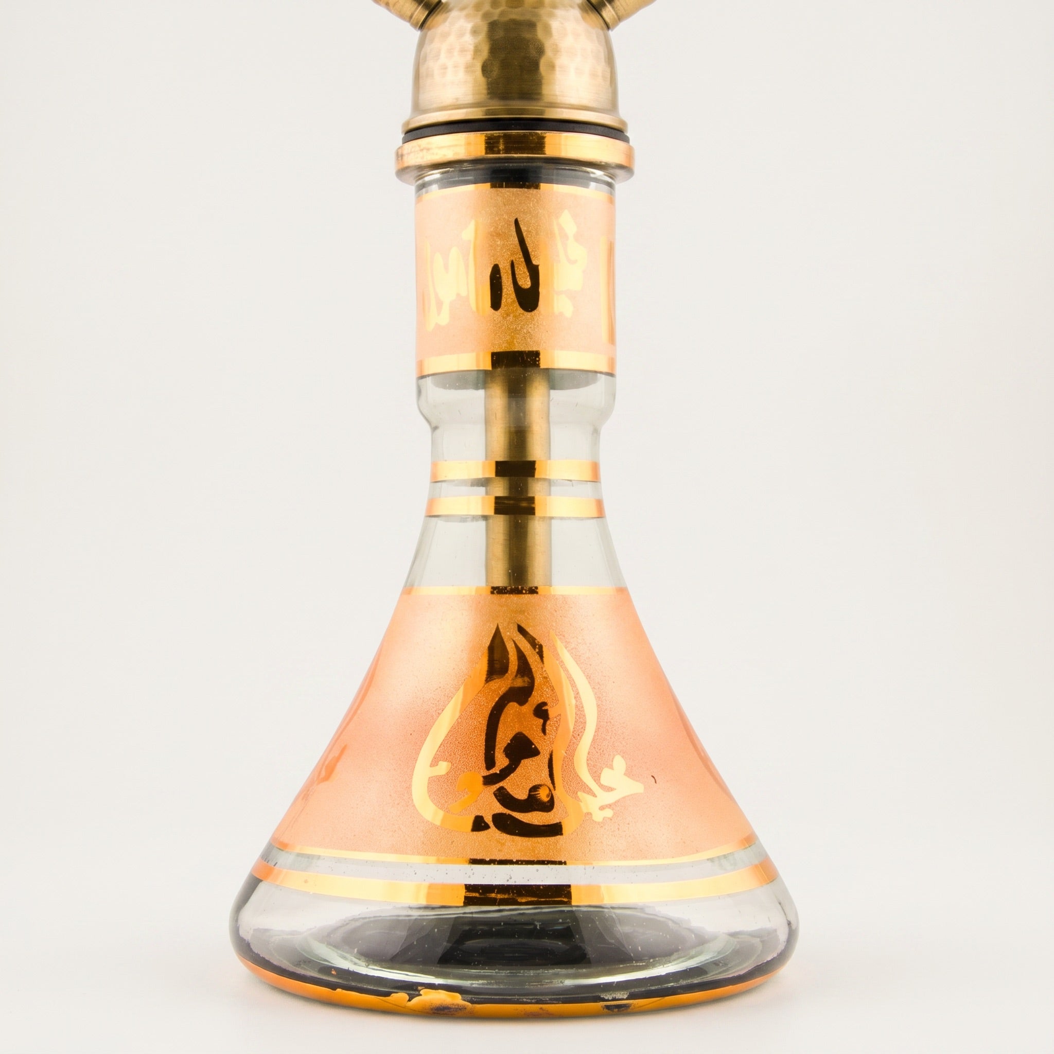 Khalil Mamoon Amber Gold 30cm base fitted to traditional brass hookah stem with large grommet seal.