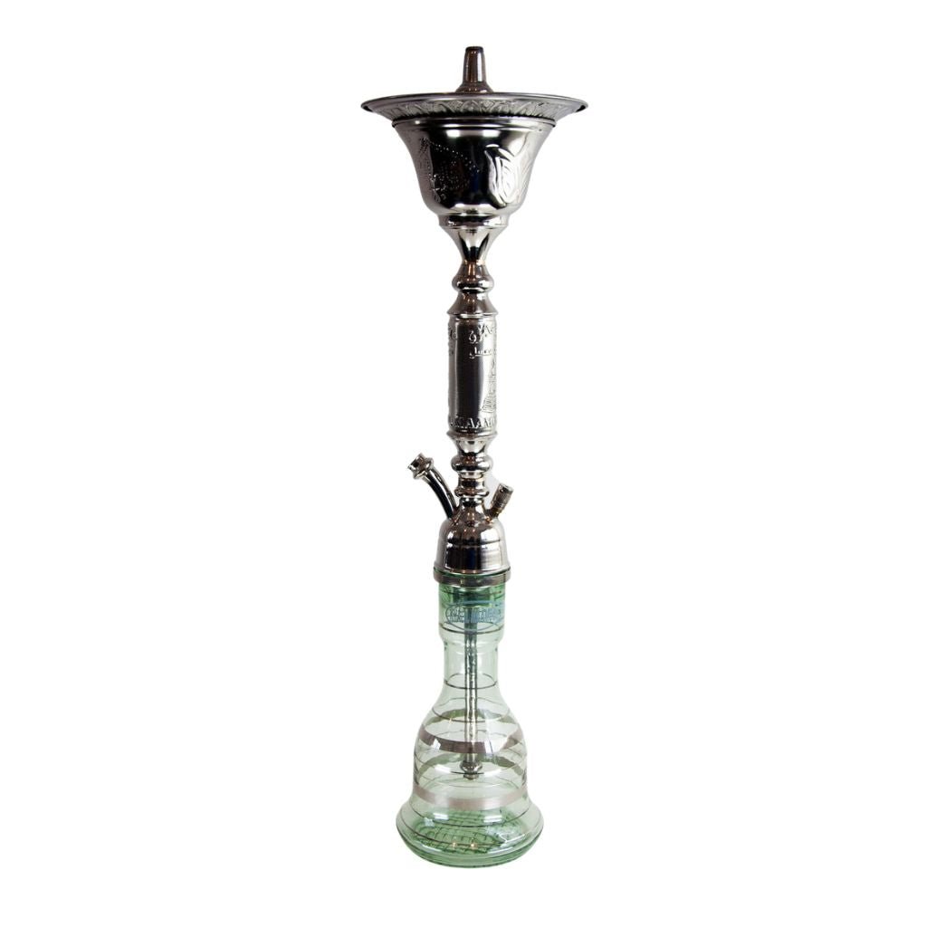 Khalil Mamoon Ice Omda Steel Silver Model 1151, 80 cm stainless shisha with integrated ice chamber