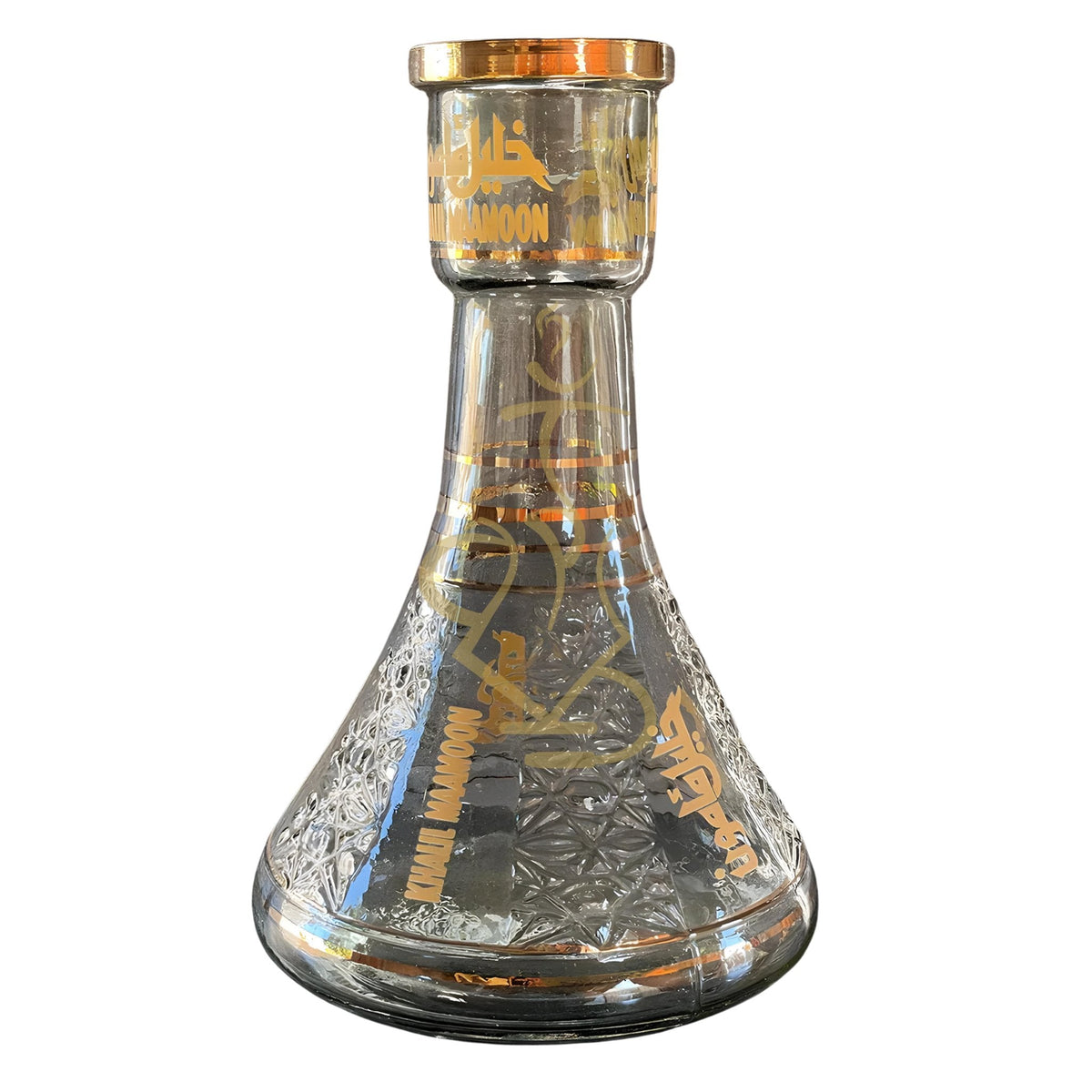 Khalil Mamoon large hookah base featuring a detailed pattern and gold accents, compatible with medium to large shishas., image 7 of 7