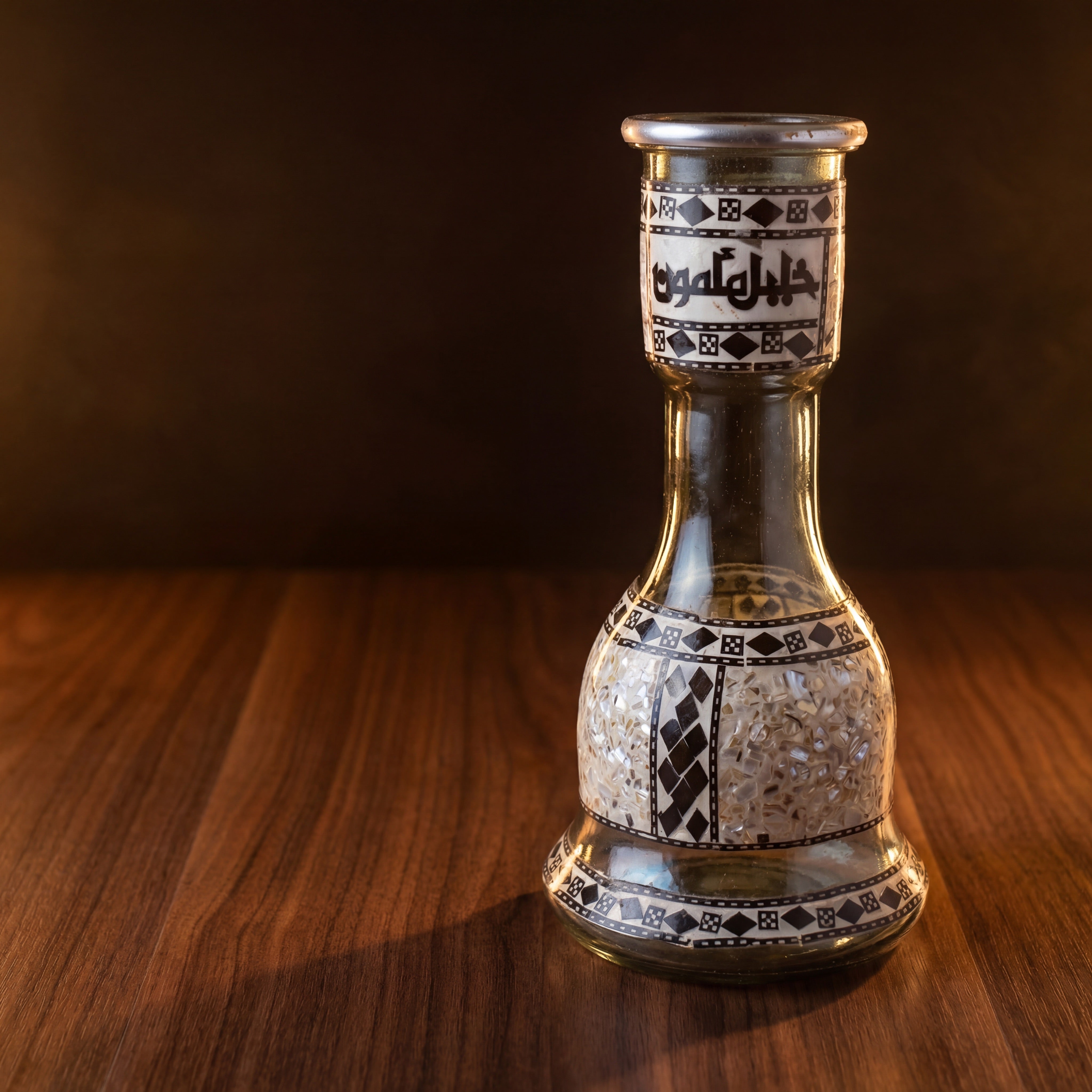 Khalil Mamoon Sadaf hookah base on dark walnut with mother-of-pearl belly panel — The Premium Way