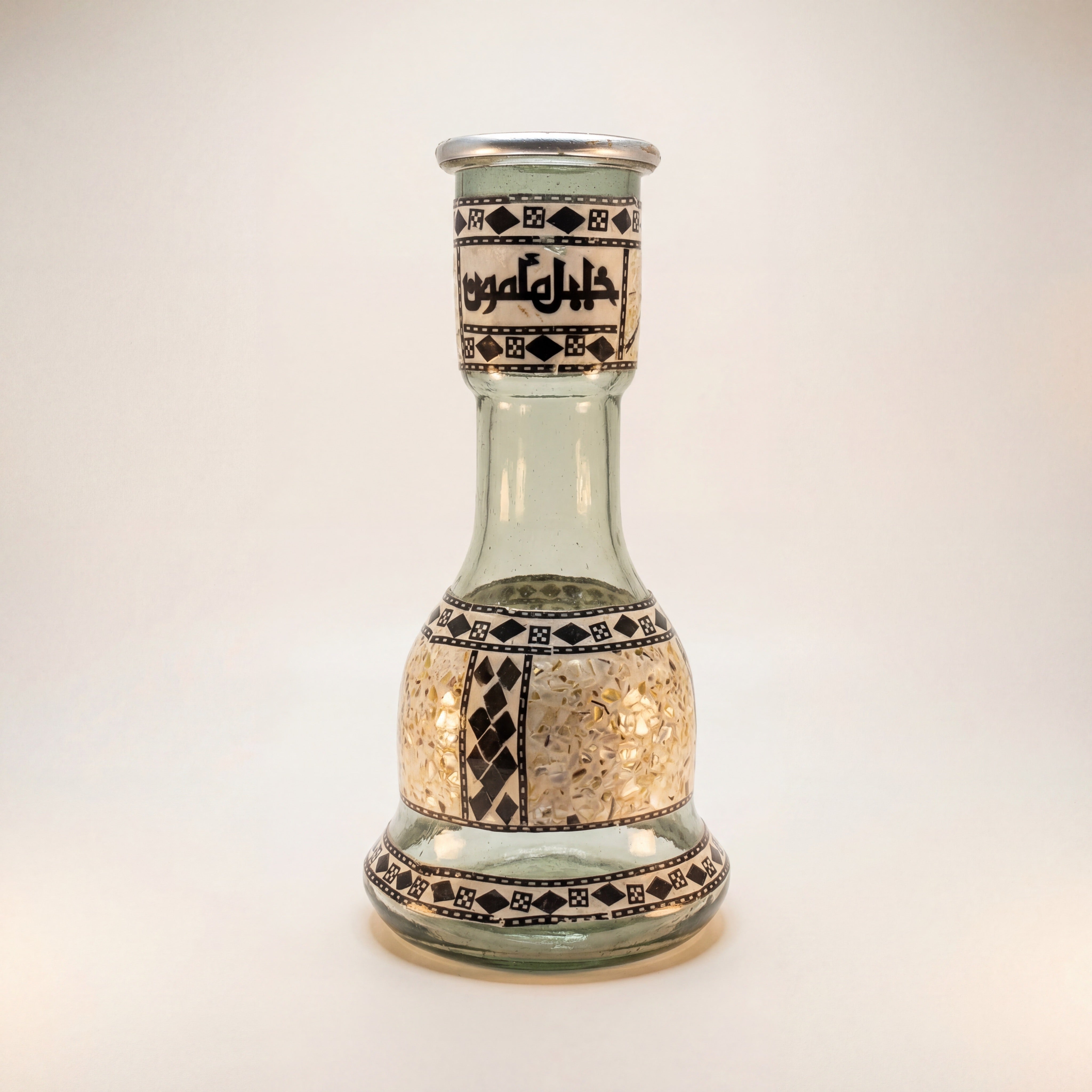 Khalil Mamoon Sadaf hookah base with Arabic calligraphy collar and mother-of-pearl belly panel from The Premium Way