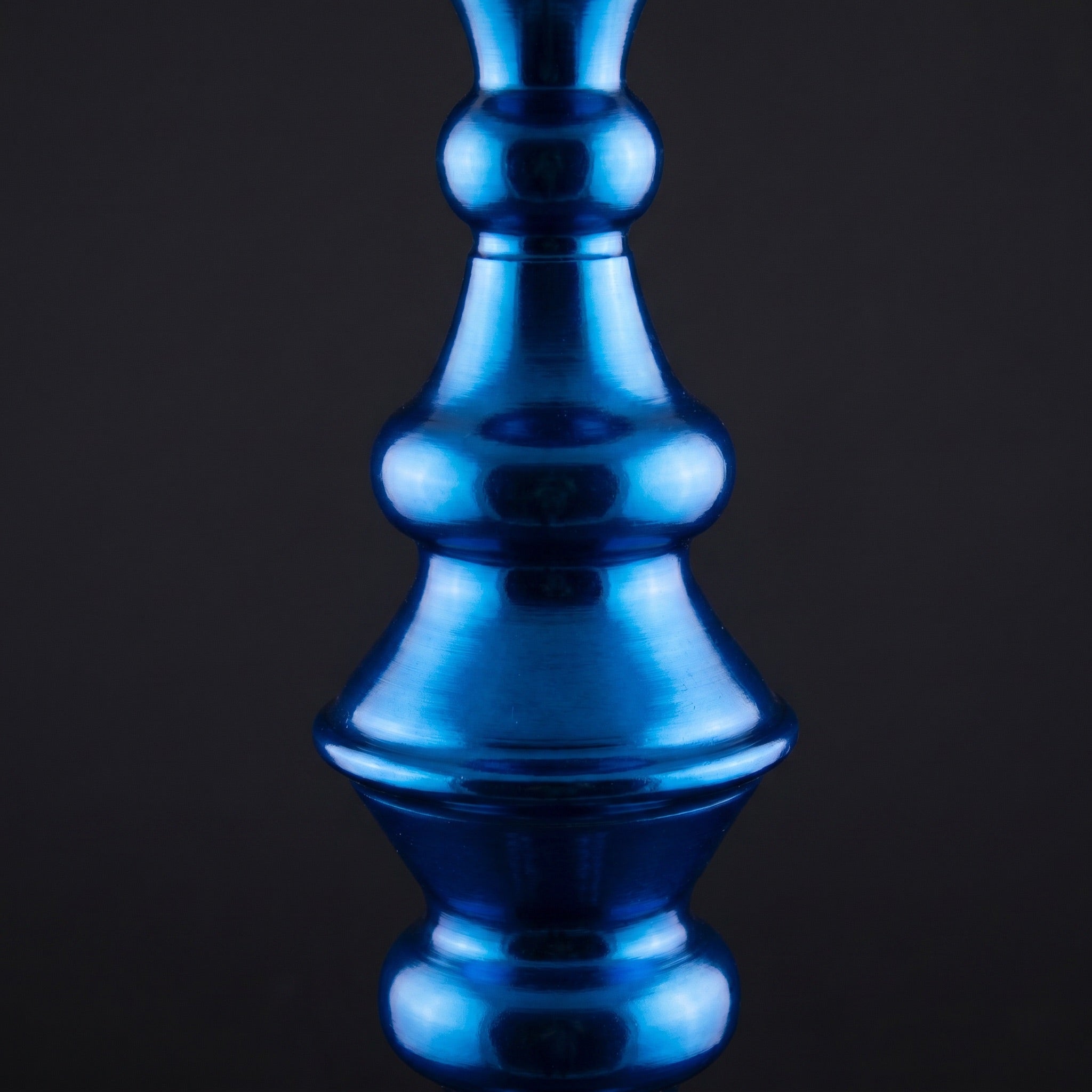 Khalil Mamoon Shareef Blue stem detail, hand-turned gloss blue aluminium bulb sequence