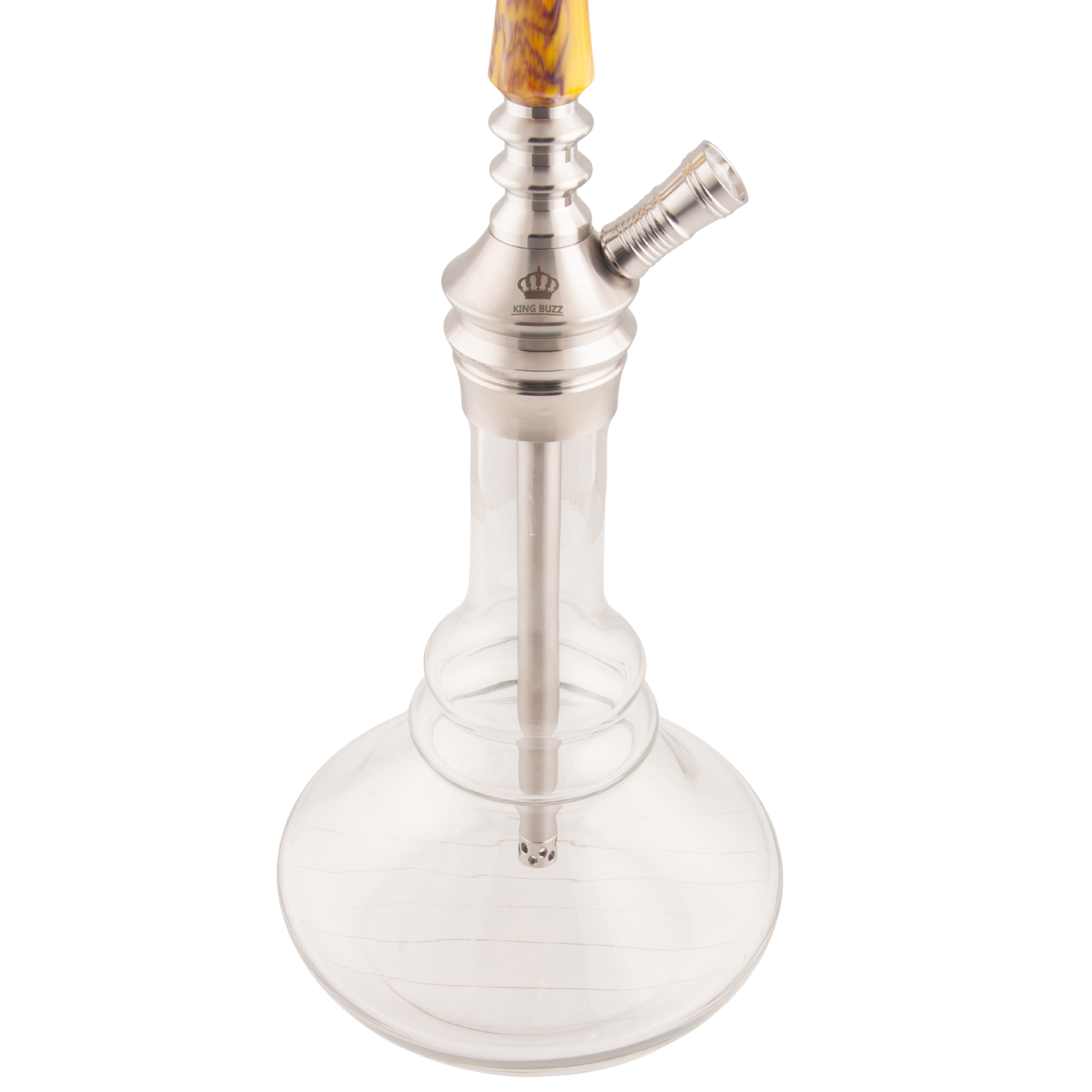 King Buzz Amber Storm hookah glass base with stainless downstem diffuser — The Premium Way