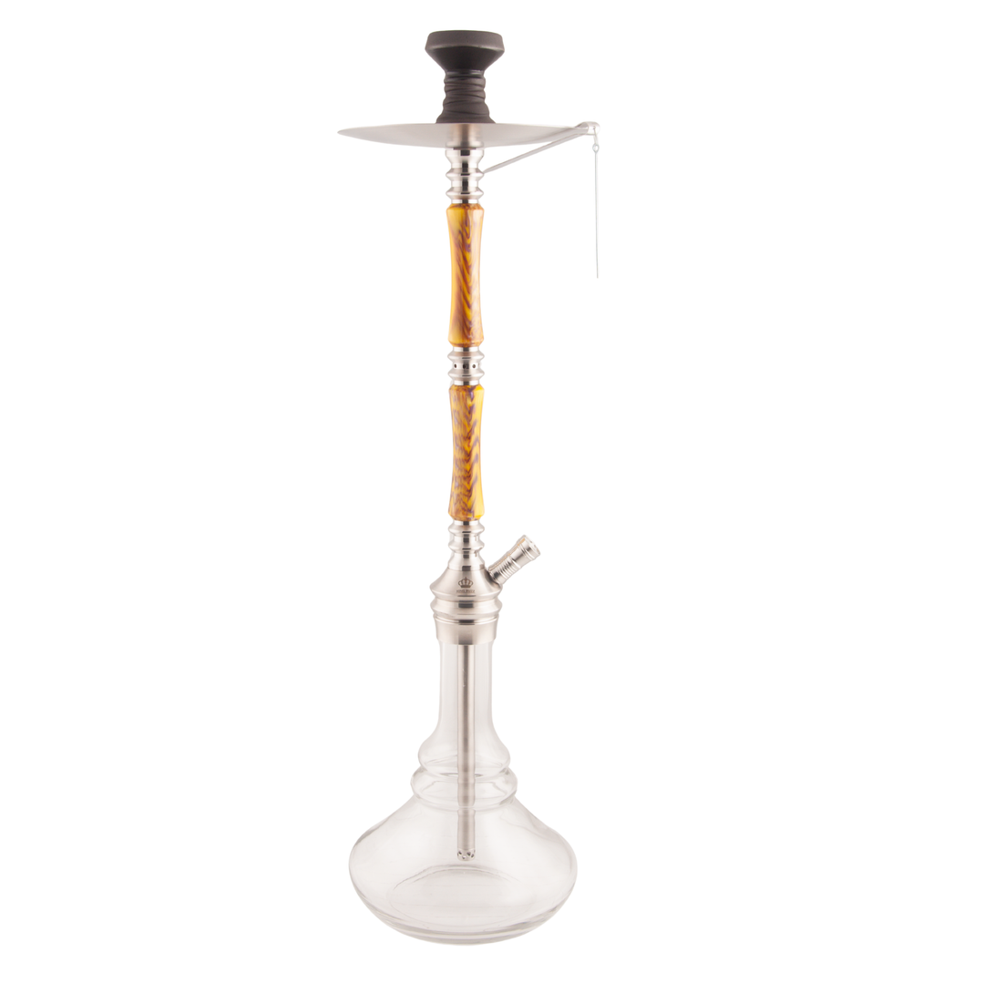 King Buzz Amber Storm hookah full front view amber violet acrylic stem stainless steel