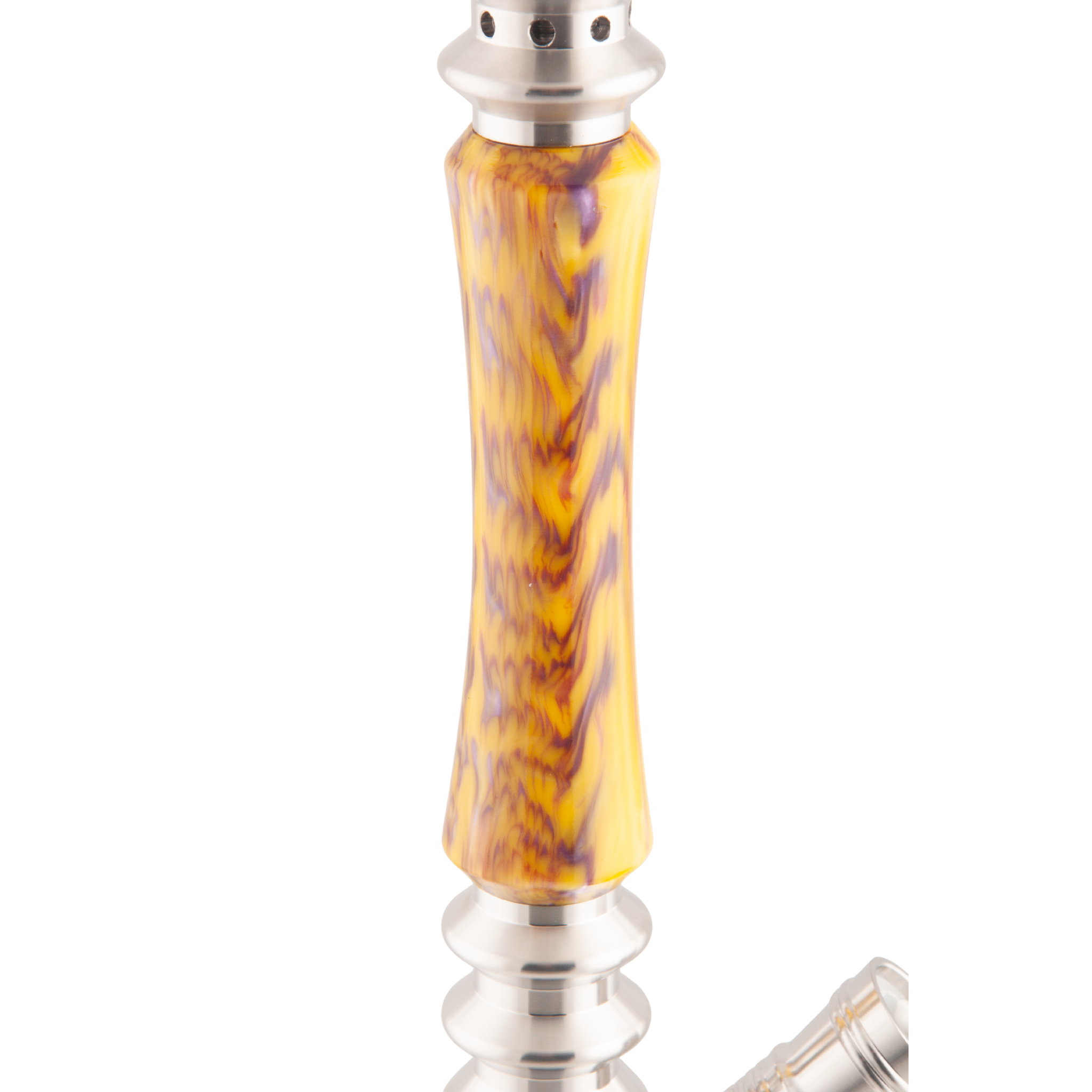 King Buzz Amber Storm hookah amber and violet swirl stem pattern detail — The Premium Way
