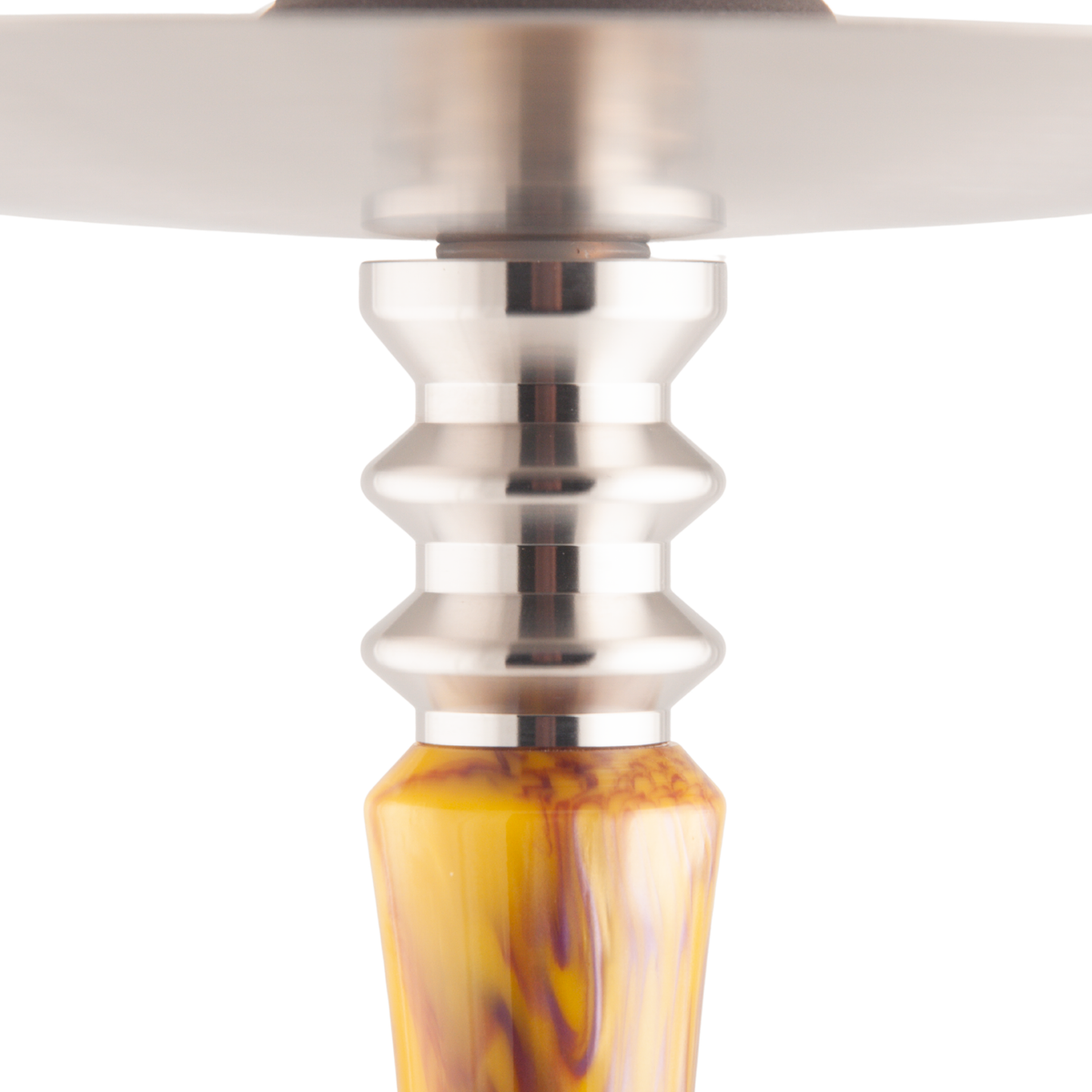 King Buzz Amber Storm hookah stainless tray collar and amber acrylic stem detail, image 4 of 15