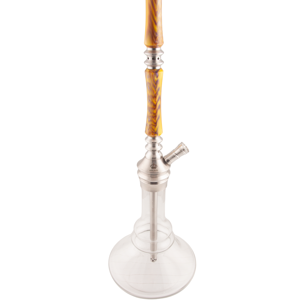 King Buzz Amber Storm hookah upper amber acrylic stem with glass base and hose port, image 12 of 15