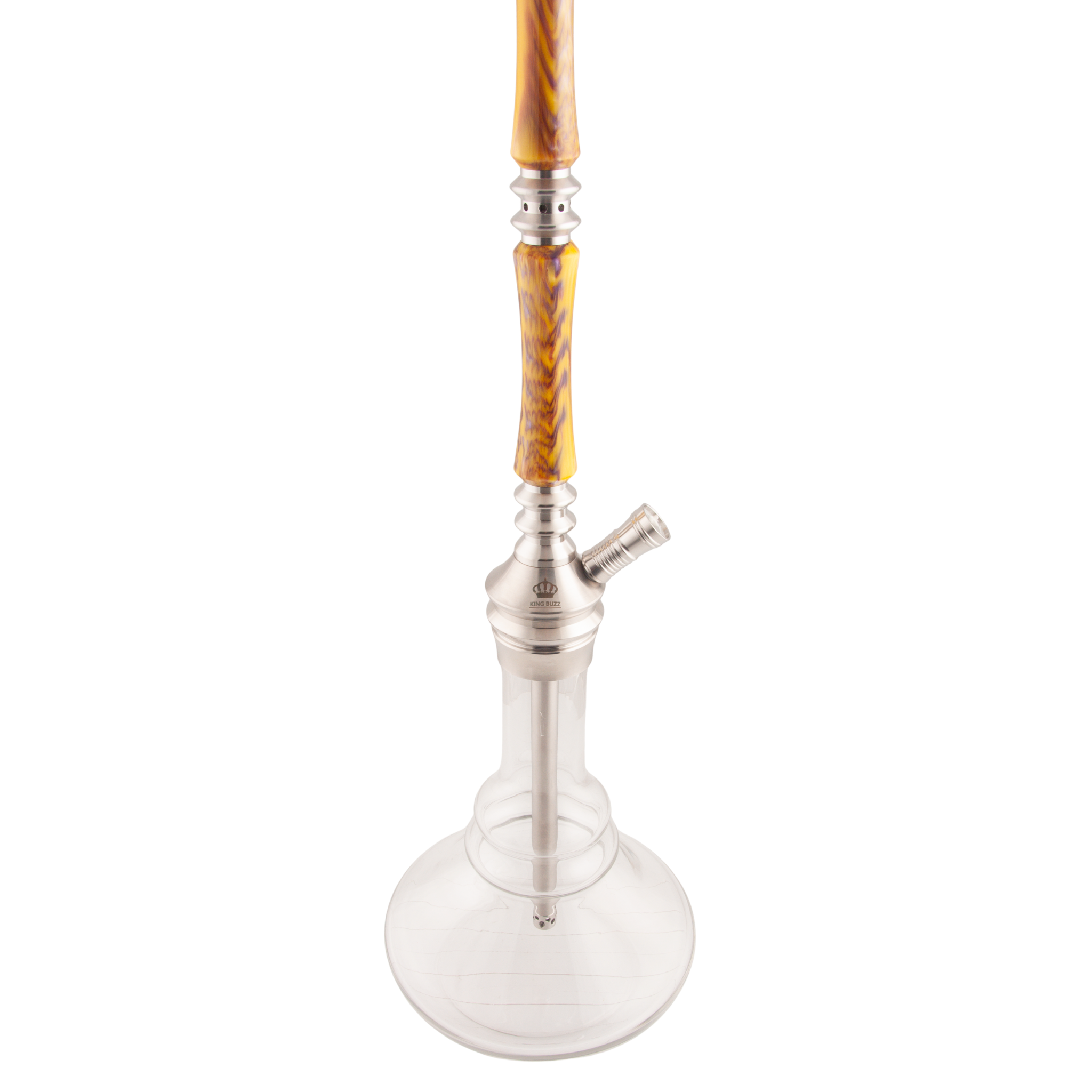 King Buzz Amber Storm hookah upper amber acrylic stem with glass base and hose port — The Premium Way