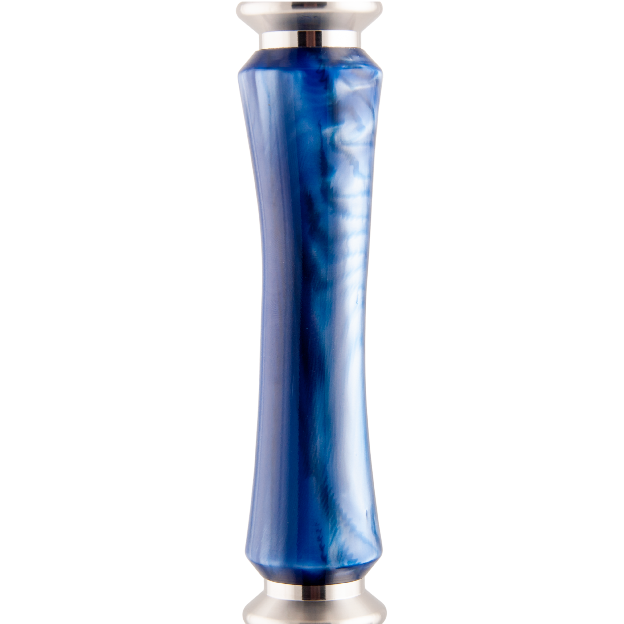 King Buzz Sapphire Tide hookah cobalt blue swirl acrylic stem close-up — The Premium Way