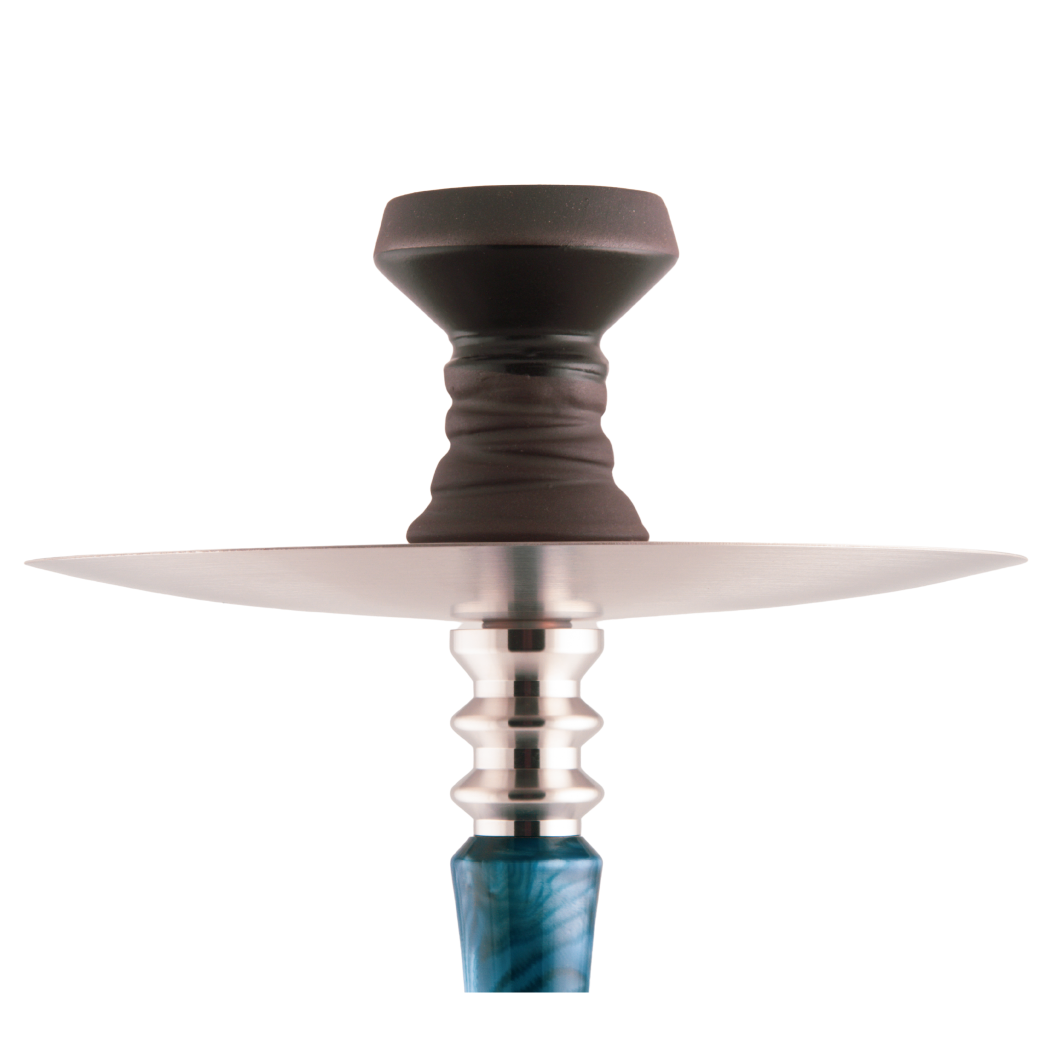 King Buzz Sapphire Tide hookah clay bowl on stainless tray top view — The Premium Way