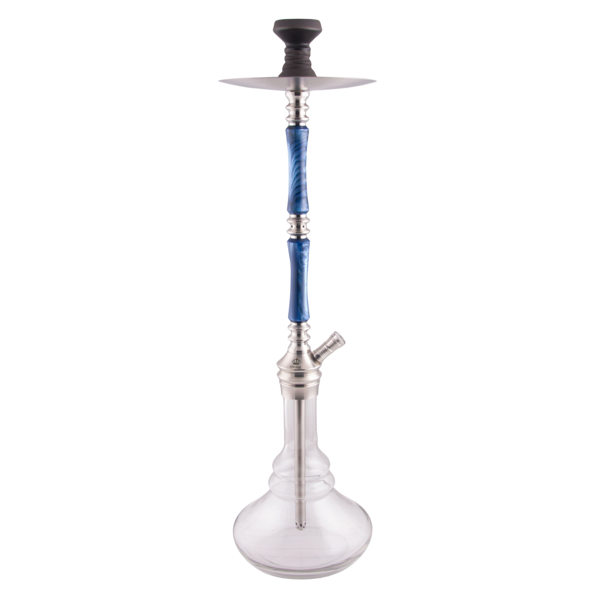 King Buzz Sapphire Tide 95cm German-style stainless steel hookah blue swirl stem — The Premium Way