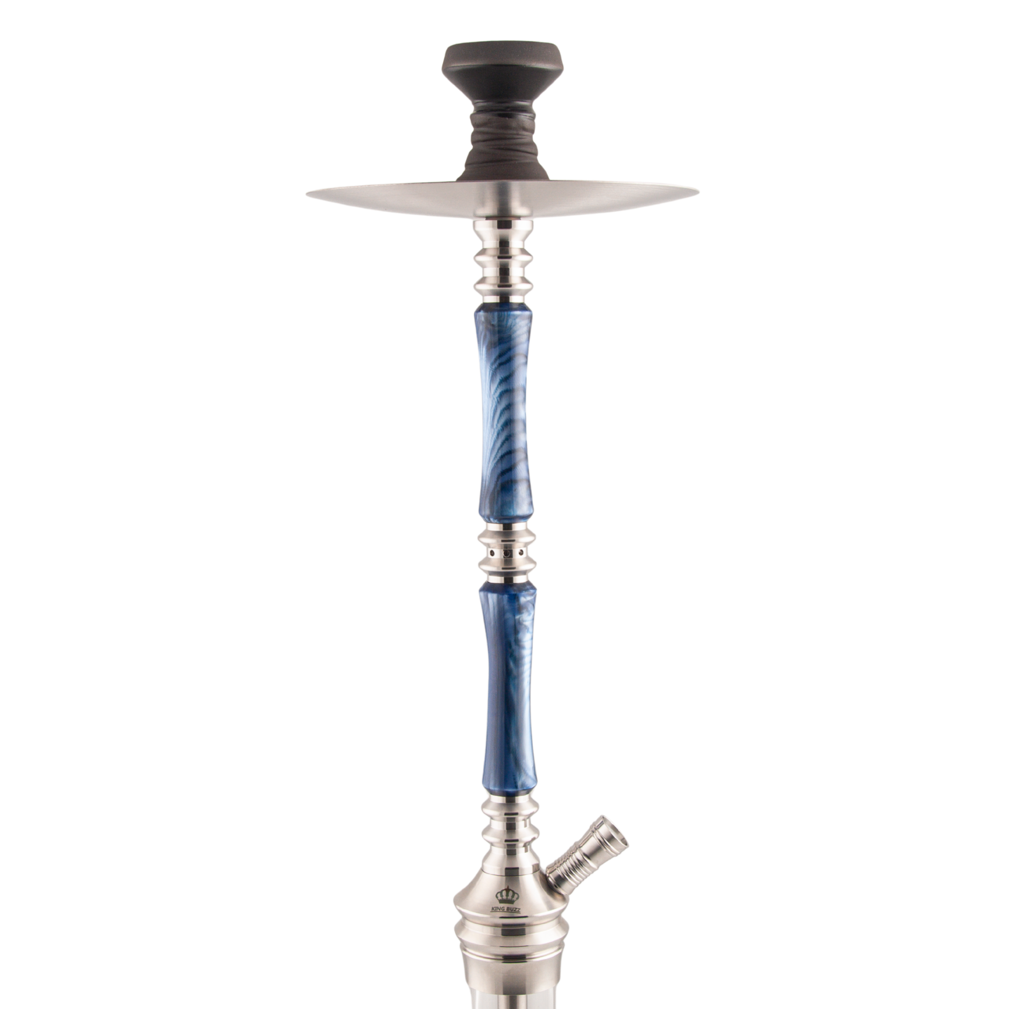 King Buzz Sapphire Tide hookah stainless steel tray and cobalt blue stem — The Premium Way