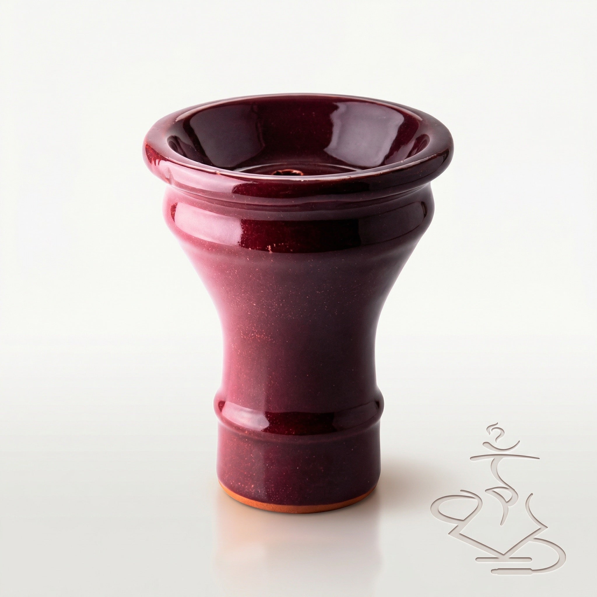 King Buzz Traditional Egyptian Bowl in burgundy-maroon glazed ceramic, straight-on studio view showing the full tapered silhouette and glossy hand-dipped glaze finish.
