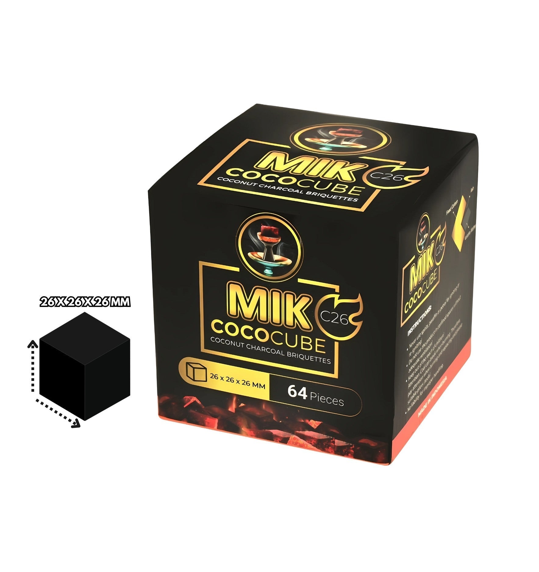 MIK COCOCUBE 26 mm coconut charcoal cubes, 1 kg box