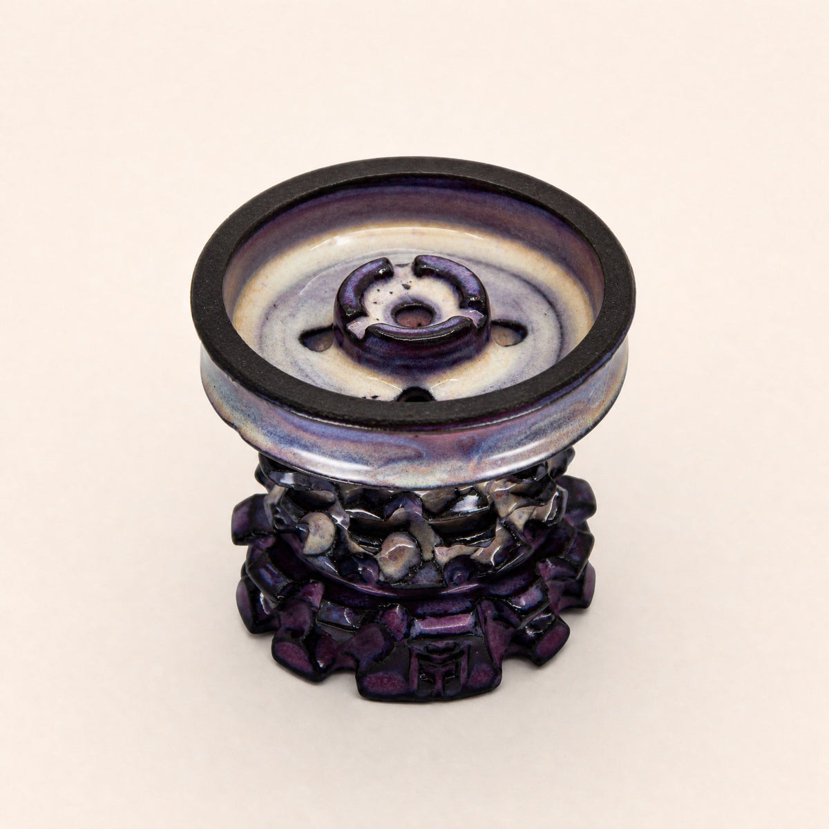 MIT Luxury Mitovation V2 Amethyst bowl top-down showing five-hole hybrid chamber and four-petal spire crown, image 3 of 6