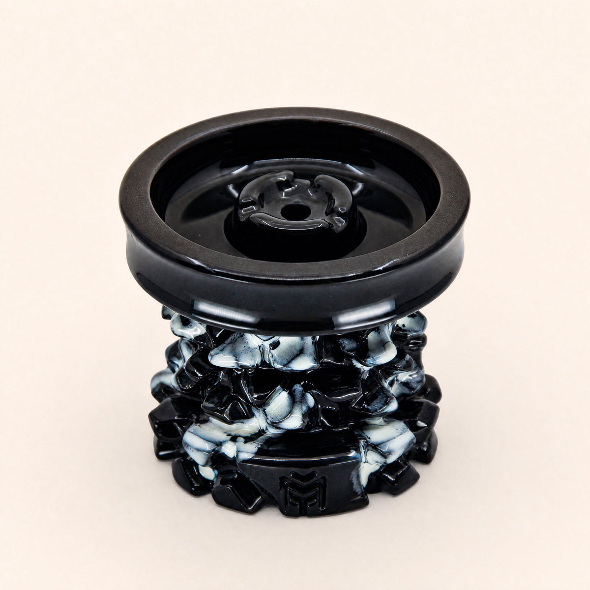 MIT Luxury Mitovation V2 Onyx bowl top-down showing five-hole hybrid chamber and four-petal spire crown, image 3 of 6